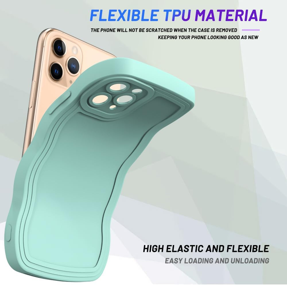 WOGROO Case for Iphone 11 Pro Case,Wave Curly Frame Design,Soft Flexible Tpu,Cute Wavy Solid Color Aesthetic Flashion Phone Case Shockproof Protective Case Cover 5.8" - Mint  WOGROO   