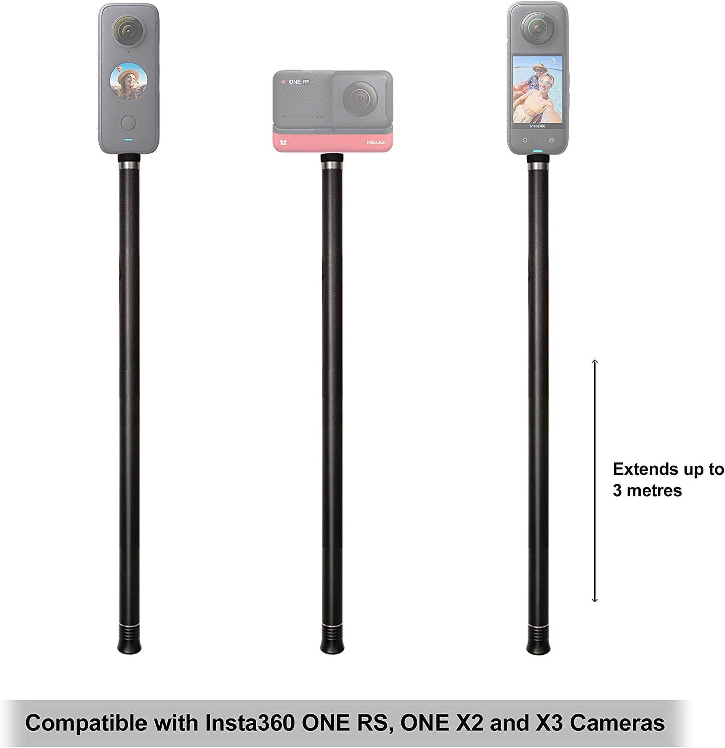 Insta360 Extra Long 3M (10Ft) Invisible Selfie Stick Extension for ONE RS One X2 & X3  Insta360   