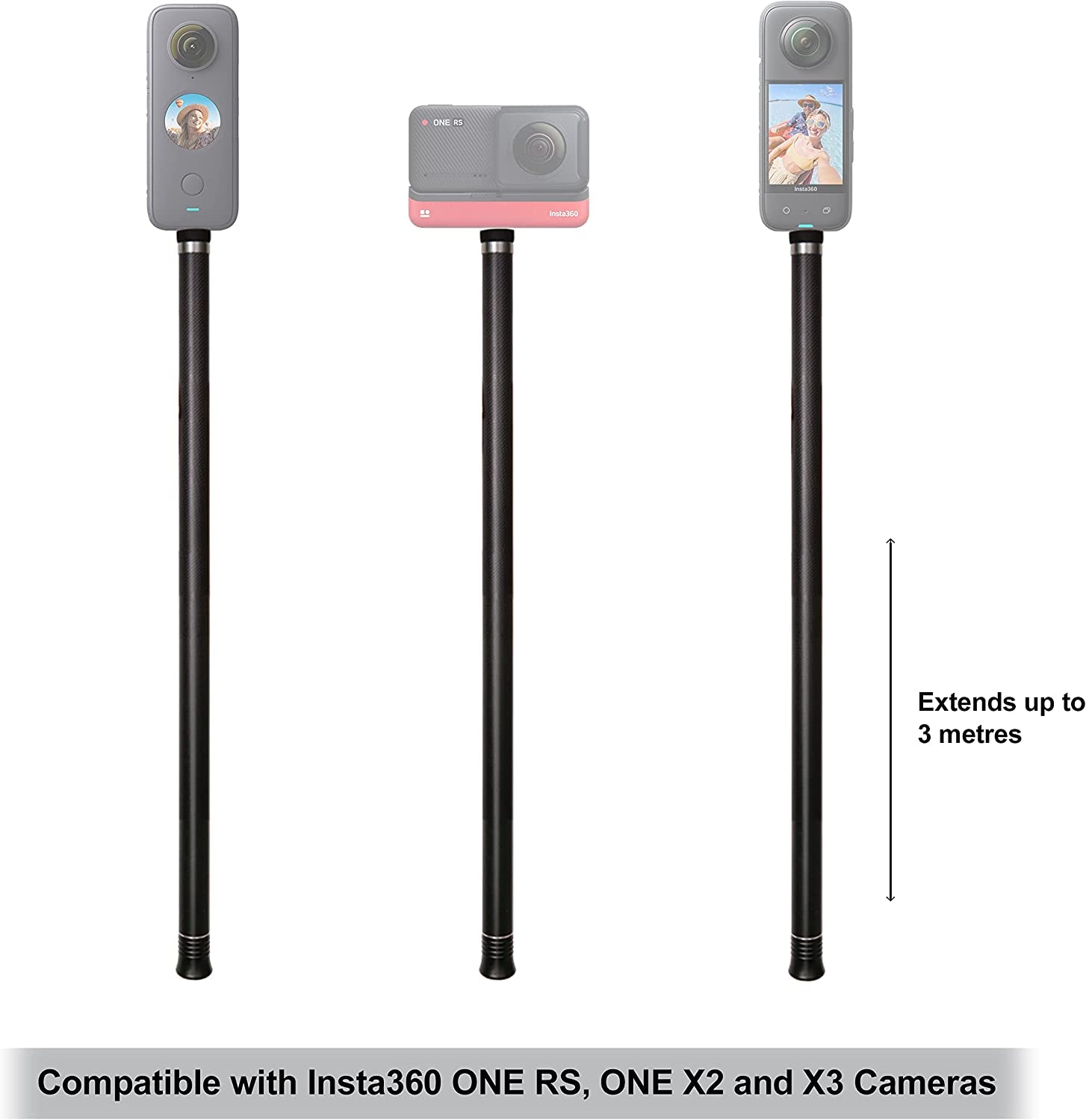 Insta360 Extra Long 3M (10Ft) Invisible Selfie Stick Extension for ONE RS One X2 & X3  Insta360   