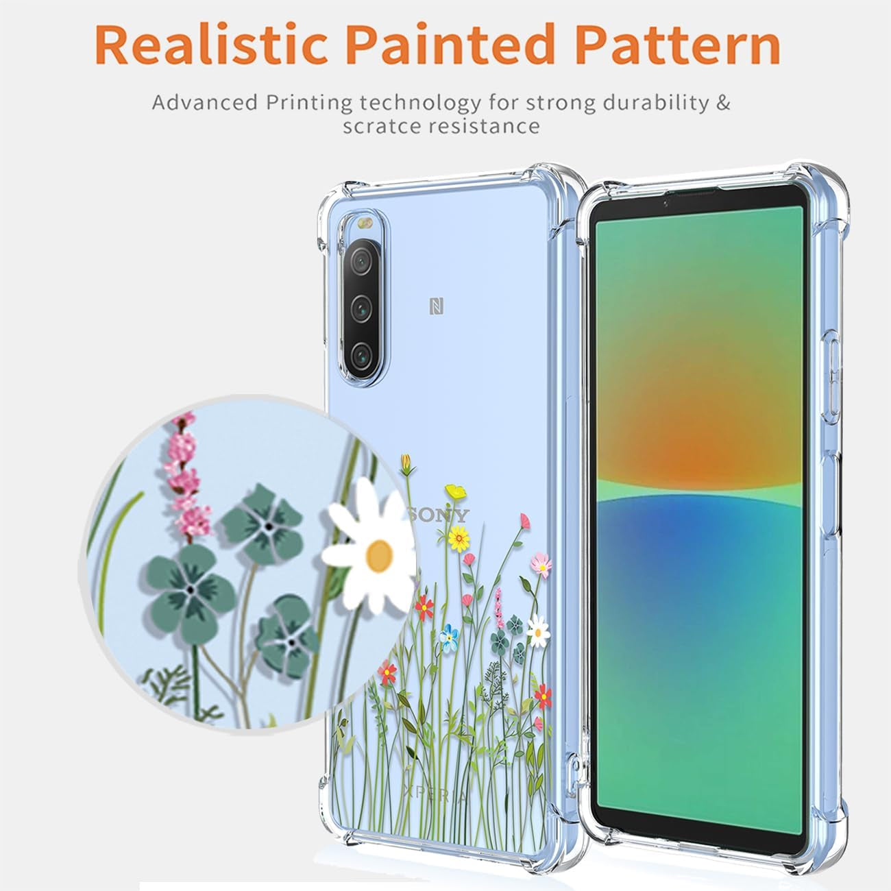 GTBDEKI Phone Case for Xperia 10 III Case, Sony 10 III Lite XQ-BT52 XQ-BT44 Case, Clear Case with Flower Garden Patterns Protective Phone Cover for Sony Xperia 10 III Flower Bouquet  GTBDEKI   