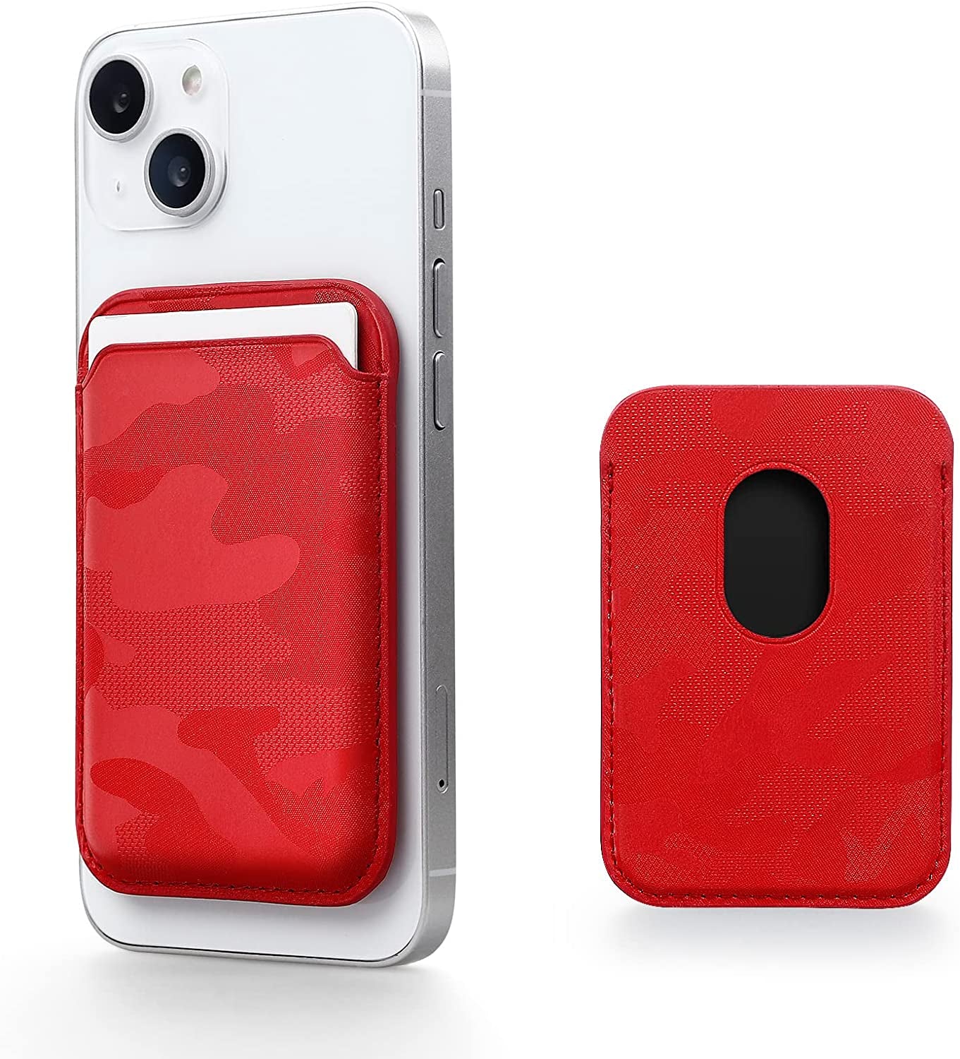 WALLFID Magsafe Wallet Leather Compatible with Iphone 12/13/14 Mini/Plus/Pro/Max,Rfid Card Holder with Magsafe Magnet (Purple)  WALLFID Camouflage red  