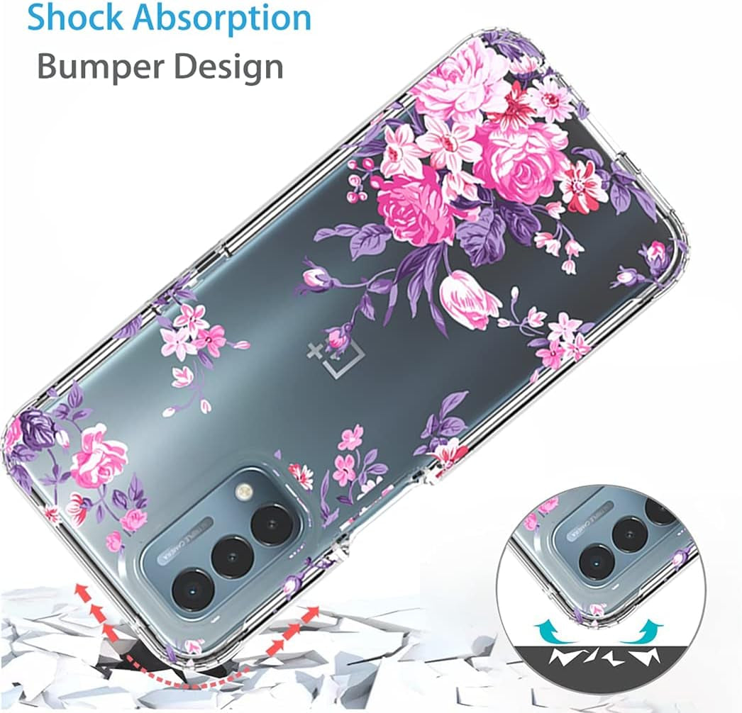 Zoeirc Case for Oneplus Nord N200 Case, Oneplus N200 5G Clear Case for Girls, Soft TPU 360 Full Body Shockproof Hybrid Bumper Crystal Clear Phone Case Cover for Oneplus Nord N200 5G (Rose Flower)  Zoeirc   
