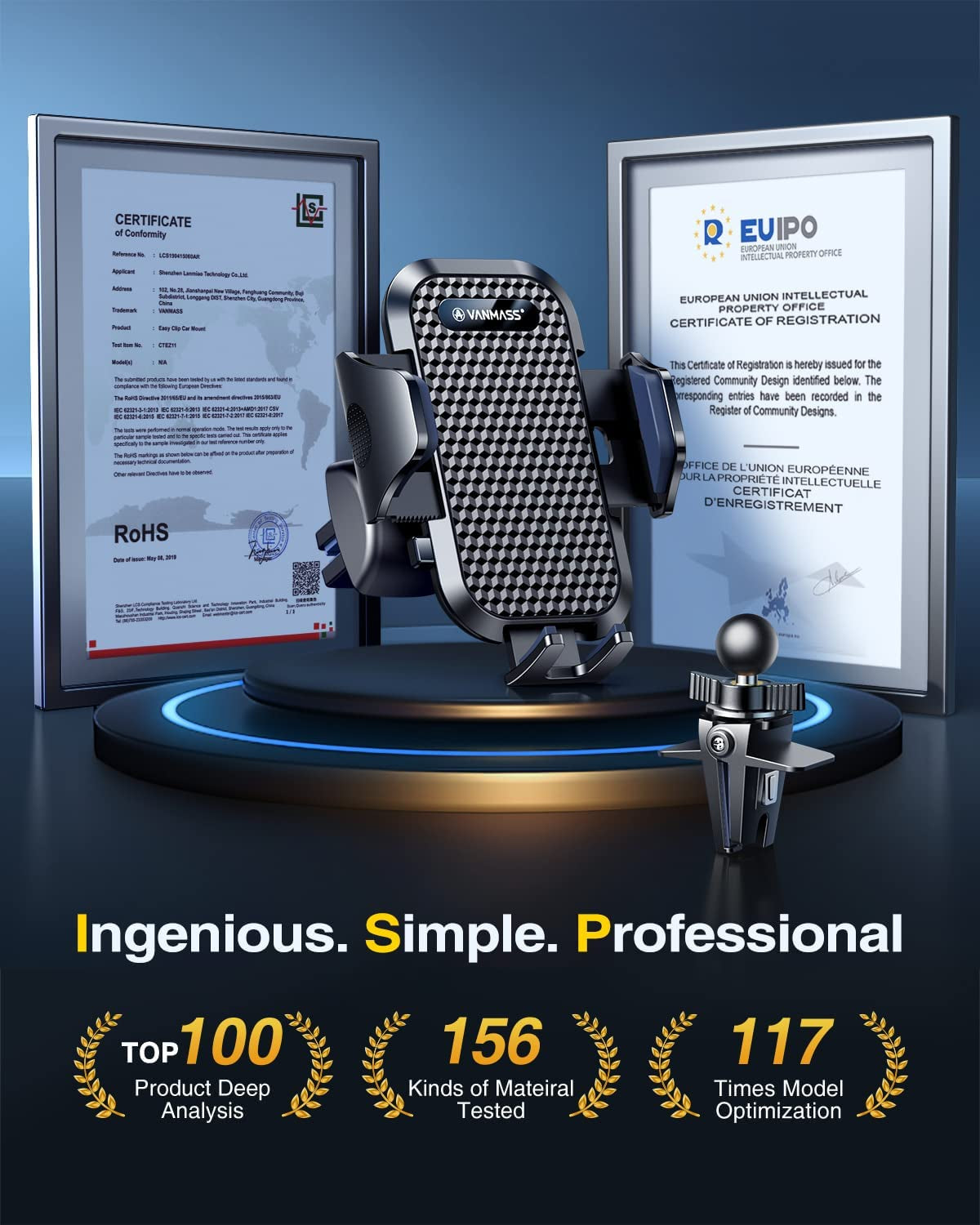 [Upgraded] VANMASS BEST Car Vent Phone Holder Mount Compatible for Iphone 14 13 Pro Max 12 11 X Xr Xs 8 7 plus Mini Se Android Mobile Cell Smartphone Universal Vehicle Handsfree Easy Clamp Clip Cradle  VANMASS   