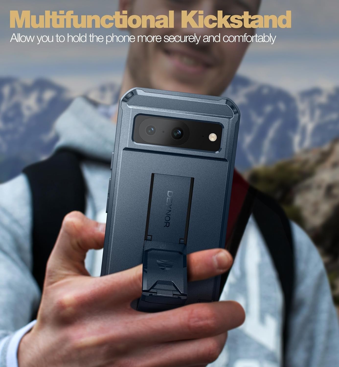 Dexnor Full Body Case for Google Pixel 8, Built-In Screen Protector and Kickstand, [Extra Front Frame] Heavy Duty Military Grade Protection Shockproof Rugged Cover Case for Pixel 8 5G, Grey Blue  Dexnor   