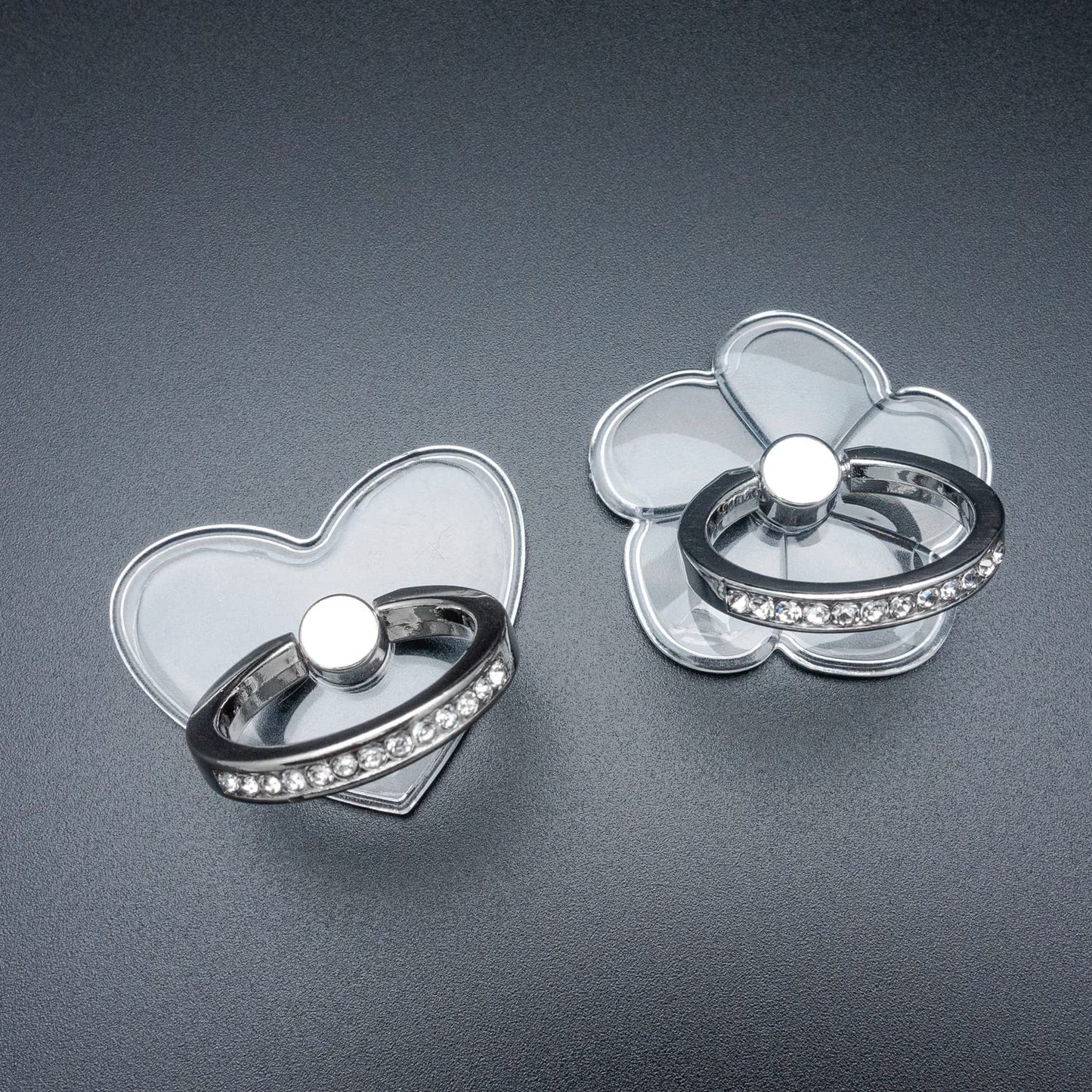 WOGROO Cell Phone Ring Holder Stand Compatible All Mobile Phones or Phone Cases, Transparent Phone Ring Holder Finger Kickstand 360°Degree Rotation Clear Phone Ring Grip, 2 Silver  WOGROO   