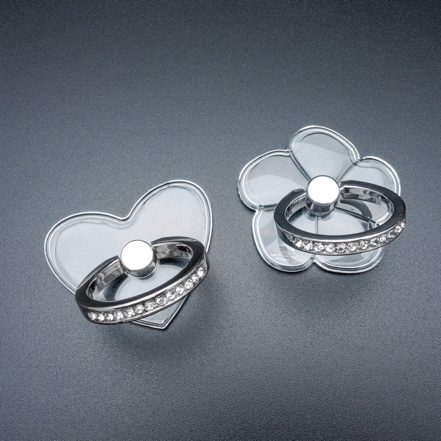 WOGROO Cell Phone Ring Holder Stand Compatible All Mobile Phones or Phone Cases, Transparent Phone Ring Holder Finger Kickstand 360°Degree Rotation Clear Phone Ring Grip, 2 Silver  WOGROO   