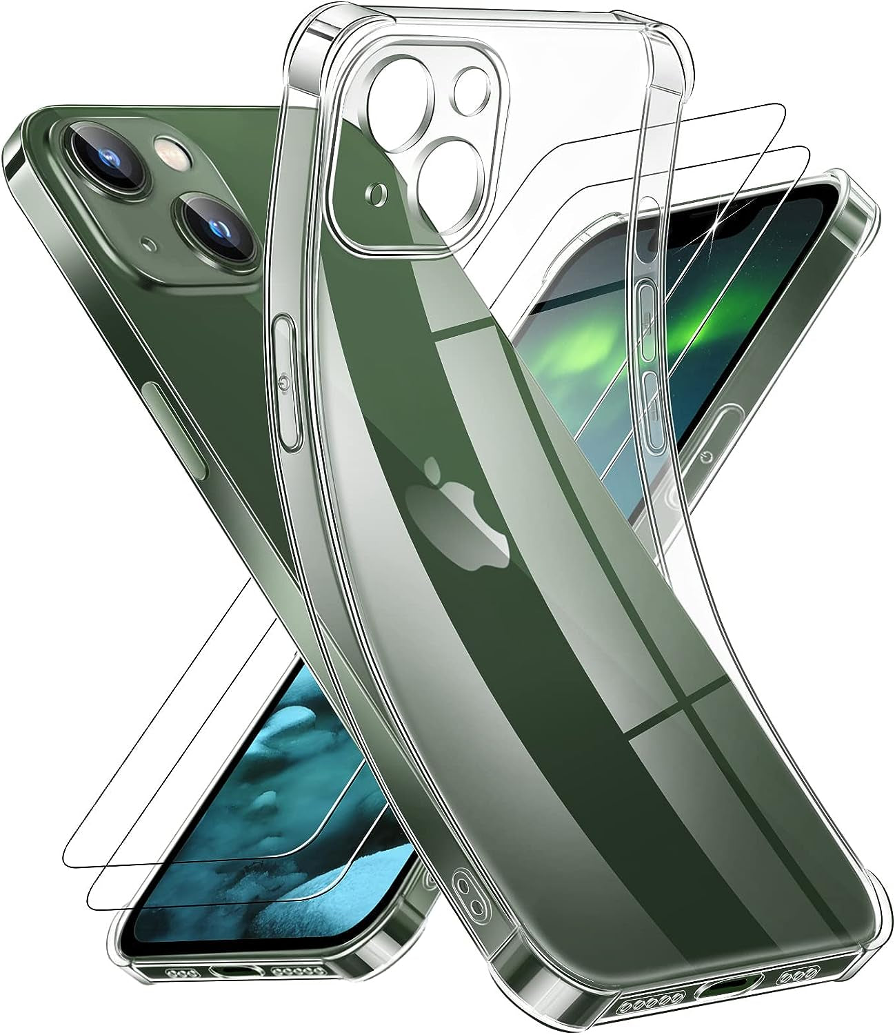 WISMURHI Crystal Clear Case for Iphone 13, [Never Yellow], [Airbag Protection], [Camera Protection], Silicone Phone Cover Case with Screen Protector, Slim Transparent Case Protective, 6.1''  WISMURHI   