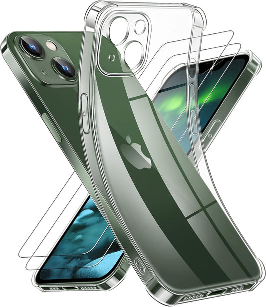 WISMURHI Crystal Clear Case for Iphone 13, [Never Yellow], [Airbag Protection], [Camera Protection], Silicone Phone Cover Case with Screen Protector, Slim Transparent Case Protective, 6.1''  WISMURHI   