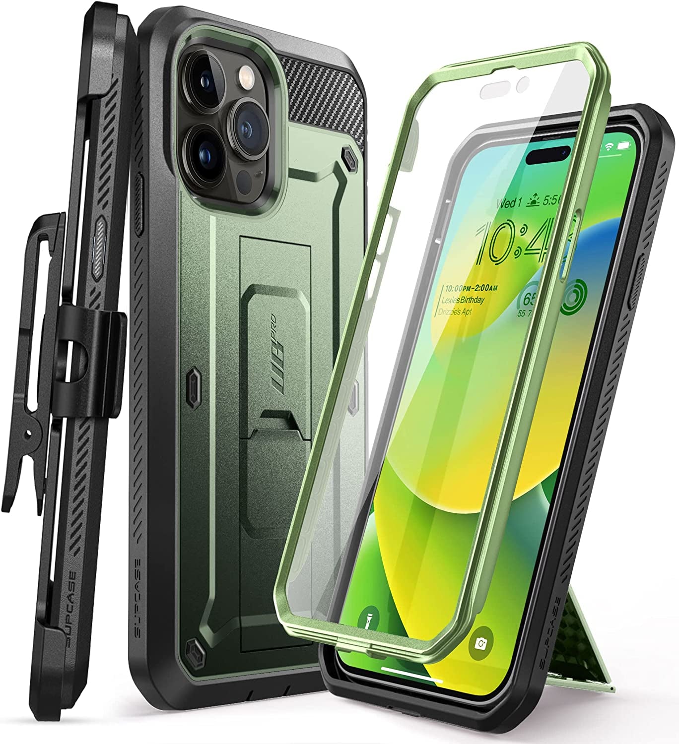 SUPCASE Unicorn Beetle Pro Case for Iphone 14 Pro 6.1", with Built-In Screen Protector & Kickstand & Belt-Clip Heavy Duty Rugged Case (Black)  SUPCASE Grün  