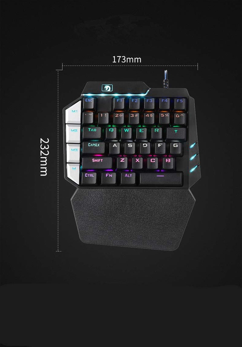 Ouyang RGB Mechanical Keyboard Single Hand Gaming 38-Key 7 Colors LED Backlit USB Wired Multi-Device Gaming Keyboard for Pc/Mac/Ipad/Iphone/Smartphone/Laptop,Compatible with Windows/Apple System  OuYang   