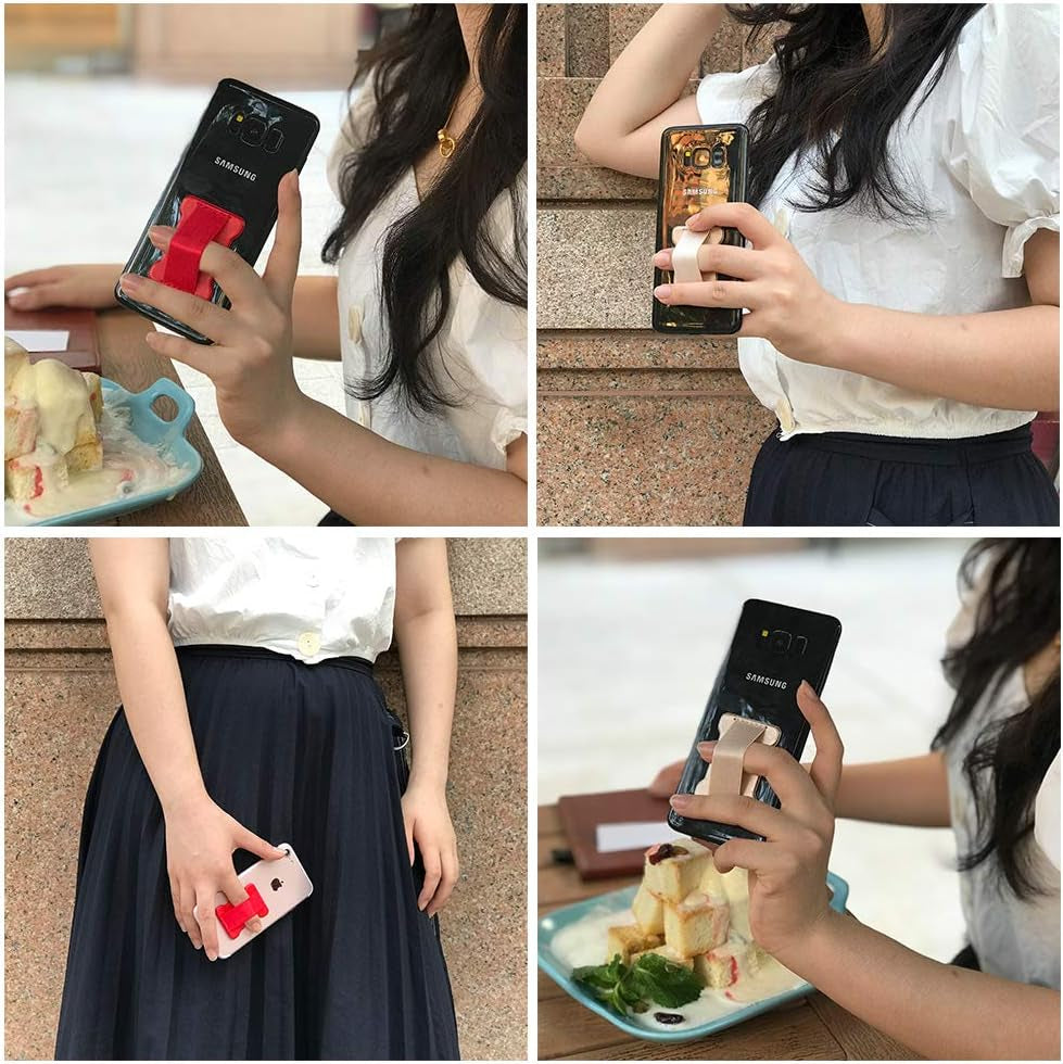 WUOJI Finger Strap Phone Holder - Phone Grip for Most Smartphones and Mini Tablets,Ultra Thin Anti-Slip Universal Cell Phone Grips Band Holder for Back of Phone -2Pack(Gold)  WUOJI   