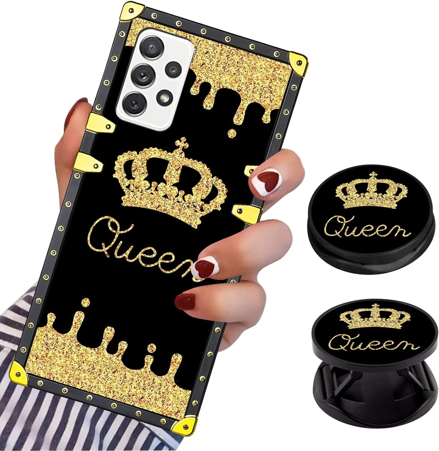LSL Compatible with Samsung Galaxy Note 20 5G Square Phone Case, Queen Golden Crown Luxury TPU Plating Corner Shockproof Protection Cover for Women Girls, for Samsung Galaxy Note 20 5G  LSL For Samsung Galaxy A72 5G  