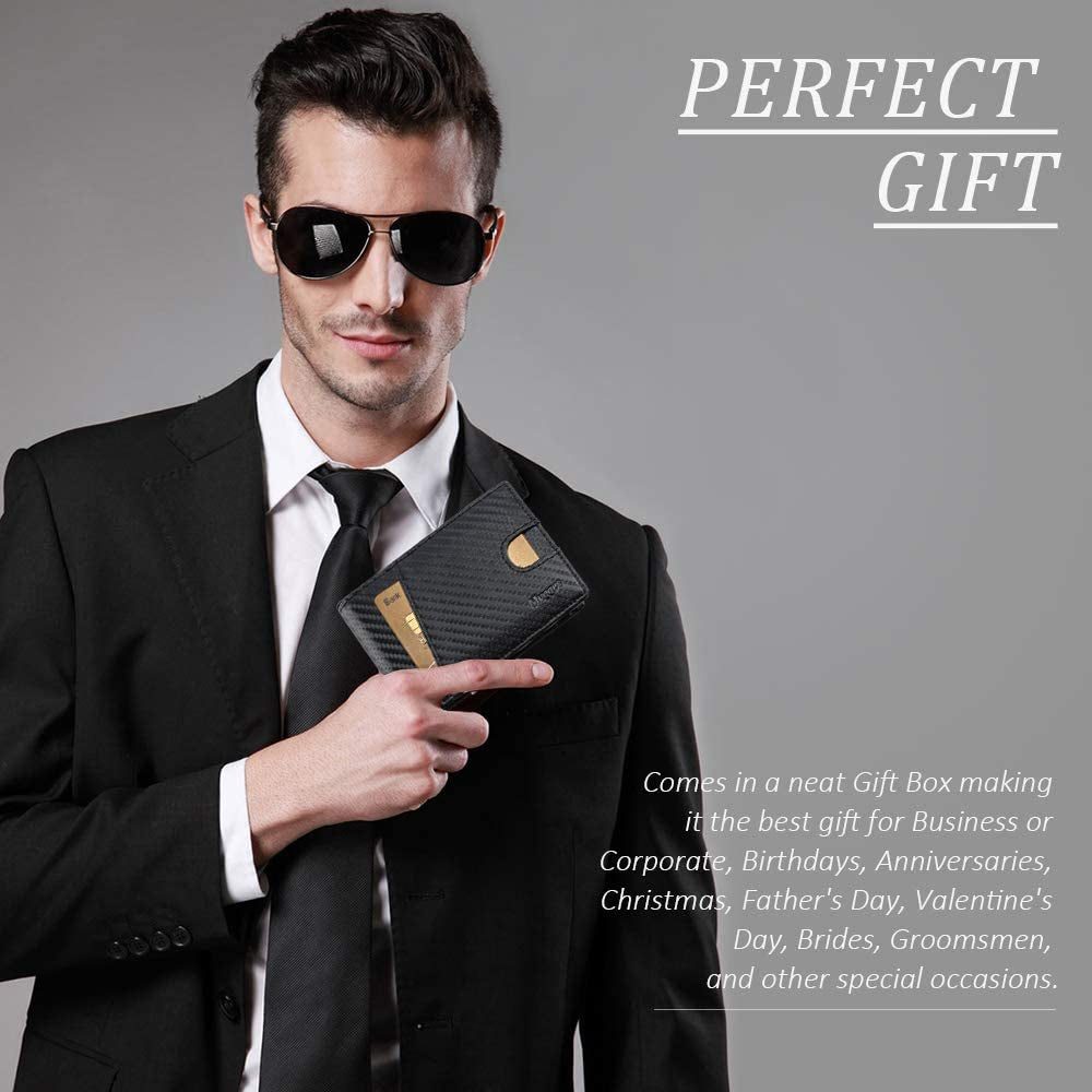 Mvgges Money Clip Wallet for Men Slim Front Pocket RFID Blocking Card Holder Minimalist Bifold Wallet (Carbon Fiber)  Mvgges   