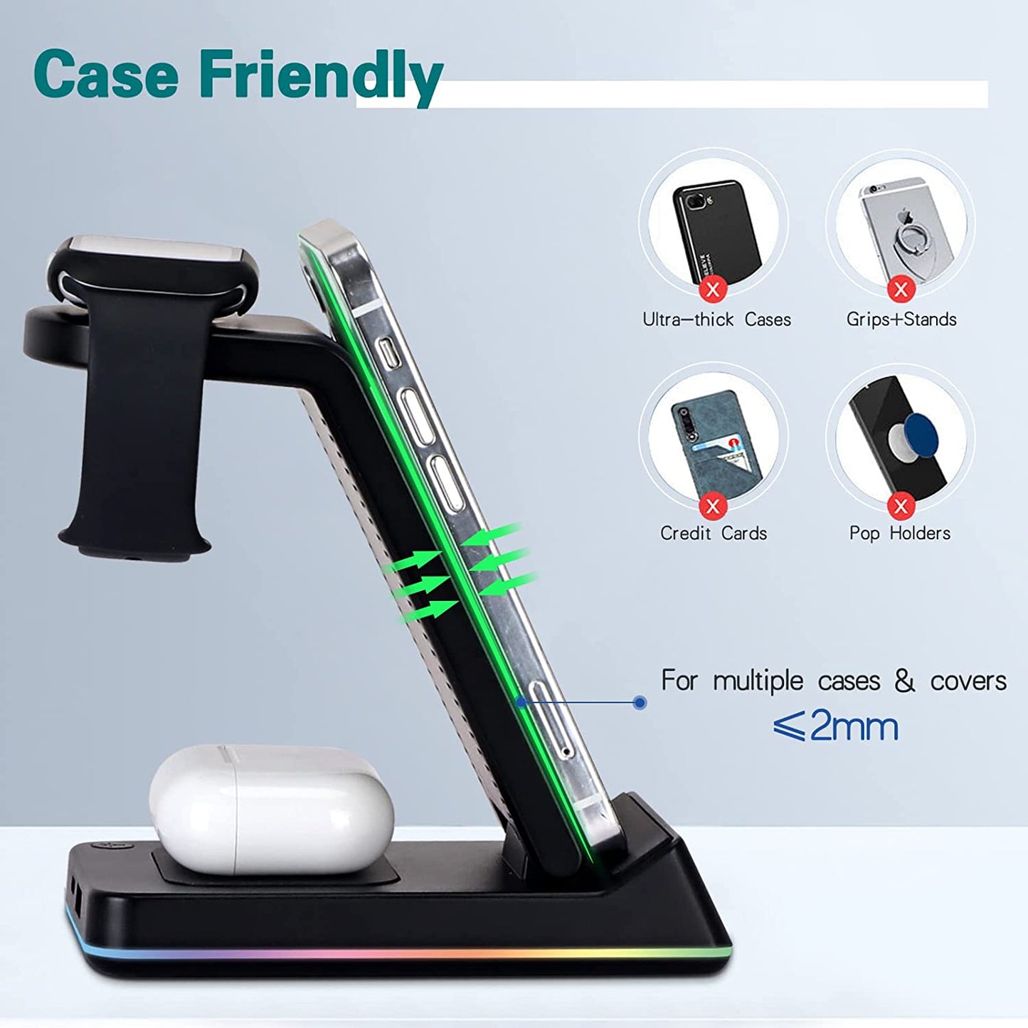 FYY Wireless Charger,5 in 1 Foldable QI Fast Wireless Charging Station Compatible with Iphone 13/12/11 Pro Max/Xs Max/Xr/Xs/X/8/Se,Iwatch Series 7/6/5/4/3/2/Se,Airpods Pro/3/2 - Black  GUANGZHOU WENYI COMMUNICATION EQIPMENT CO.,LTD   