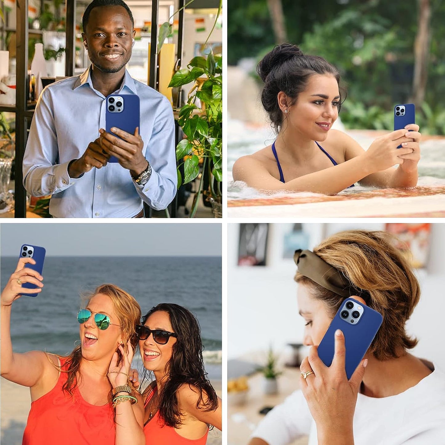 YOZEB Silicone Case Designed for Iphone 13 Pro Max, Shockproof Anti-Scratch and Anti-Fingerprint 4-Layer Full Body Protective Cover Slim Phone Case Compatible with Iphone 13 Pro Max 6.7 Inches (Blue)  YOZEB   