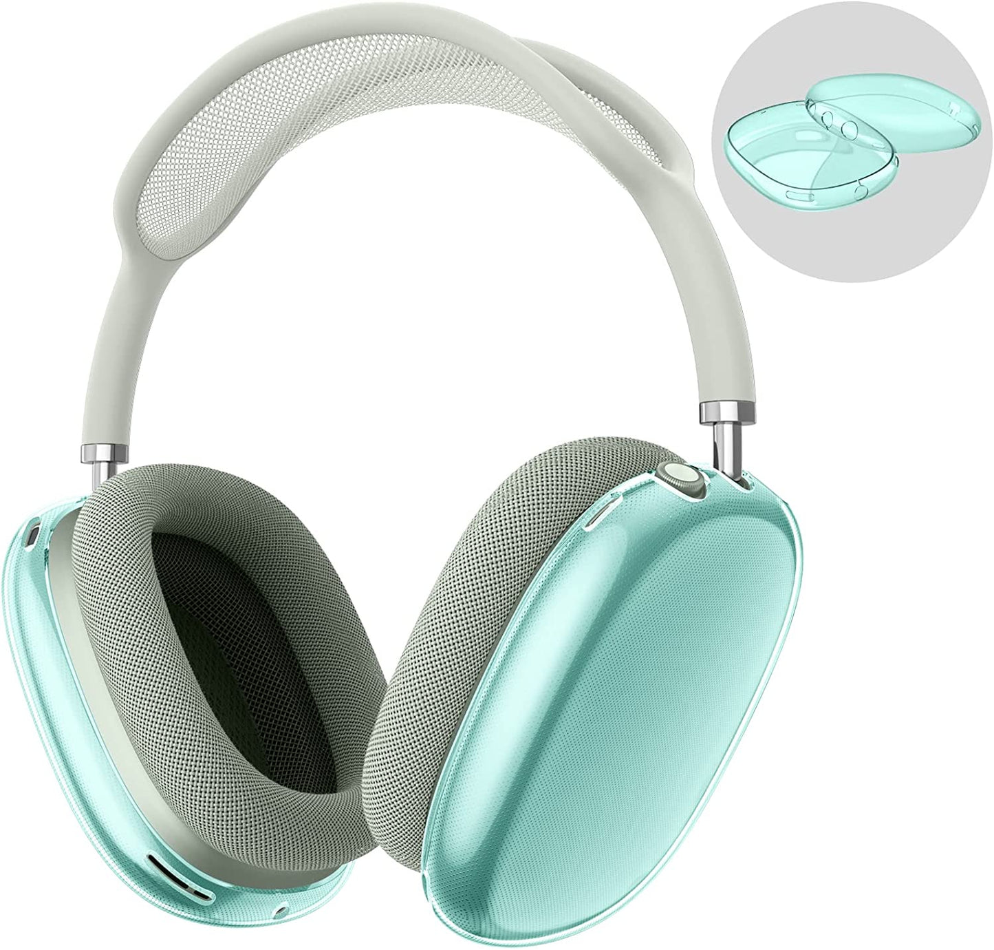 Fintie Case Cover for Airpods Max Headphones, Soft TPU Clear Anti-Scratch Protective Cover for Airpod Max, Transparent Accessories Skin Protector for Airpods Max Headphones (Crystal Clear)  FINTIE Clear Green  