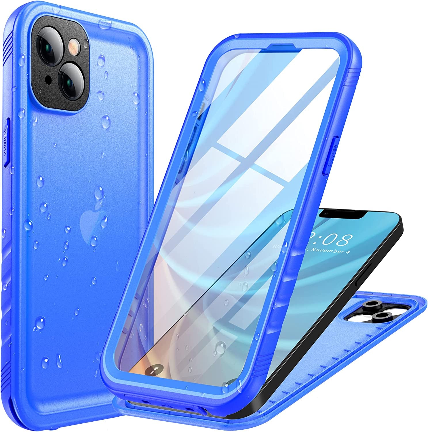 Cozycase Compatible with Iphone 14 plus Waterproof Case - Full Body Shockproof Dustproof Dropproof Built in Screen Protector Rugged Waterproof Case for Iphone 14 plus 6.7 Inch Pink  Cozycase Blue Iphone 14 Plus（6.7''） 