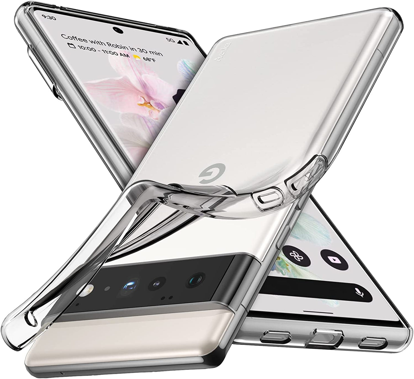 Aeska Google Pixel 6 Pro Case Clear, [Not for Google Pixel 6] Ultra [Slim Thin] Flexible Clear TPU [Scratch-Resistant] Gel Rubber Soft Silicone Protective Case Cover for Google Pixel 6 Pro (Clear)  Aeska   