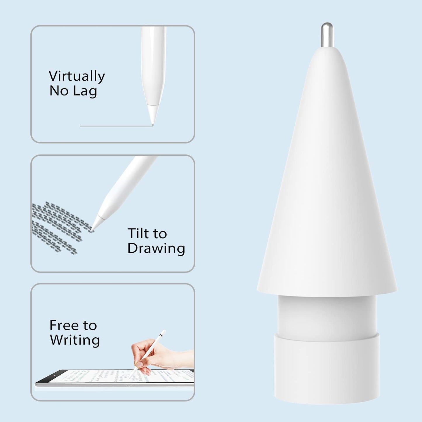 Upgraded 2 Pack Pencil Tips for Apple Pencil,No Wear Out Fine Point Precise Control Pencil Replacement Nibs,Compatible with Apple Pencil 1St Gen and 2Nd Gen/Ipad Pro Pencil,White  Paiholy   