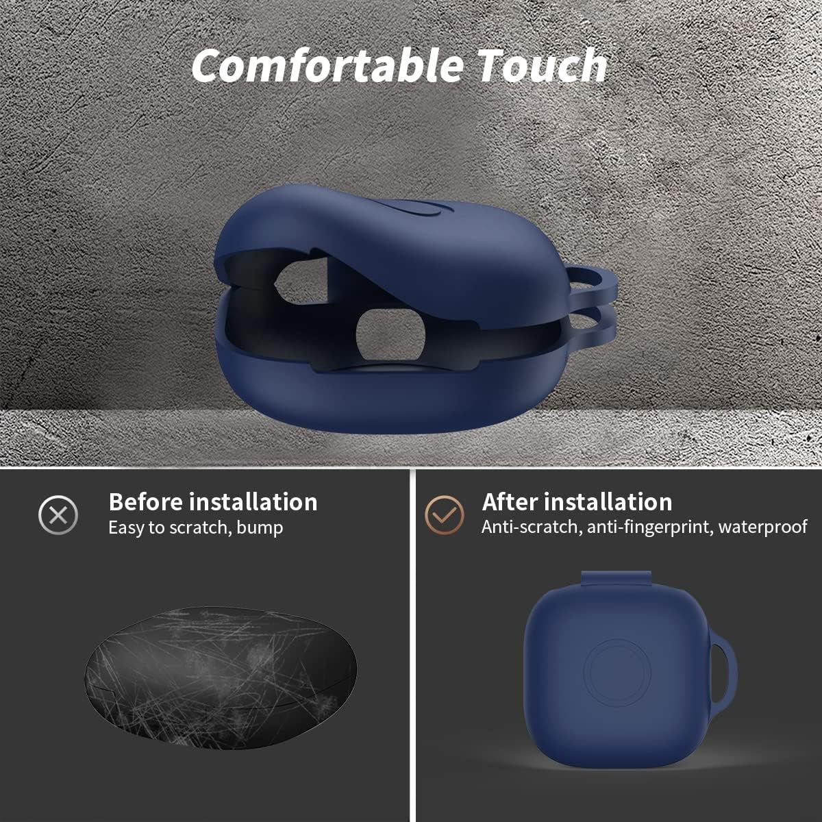 WOFRO Beats Fit Pro Case [5 in 1] Accessories Kit Shockproof Anti-Scratch Silicone Protective Cover for Beats Fit Pro 2021 with Keychain/Anti-Lost Strap/Silicone Ring/Brush(Blue)  WOFRO   