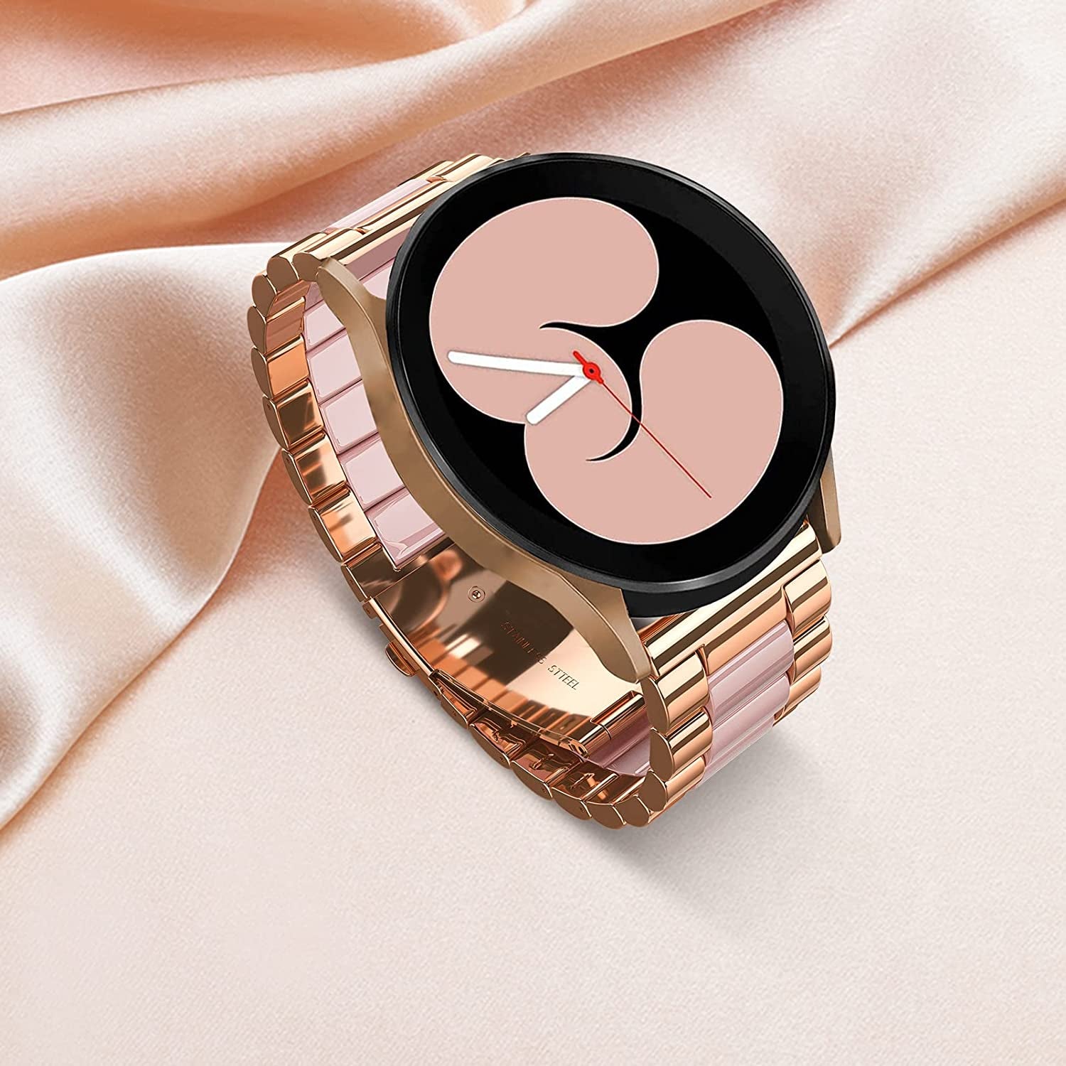 Oribox 20Mm Watch Bands Compatible for Watch Bands, Samsung Galaxy Watch Resin Pink Metal Wristband  ORIbox   