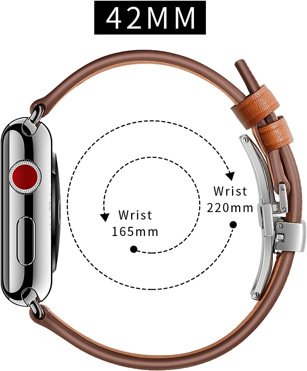 QIGOMINPP Genuine Leather Band Compatible with Apple Watch Bands 38Mm/40Mm/41Mm 42Mm/44Mm/45Mm,Butterfly Buckle Replacement Strap Compatible for Iwatch Series 7/6/5/4/3/2/1/SE  QIGOMINPP   