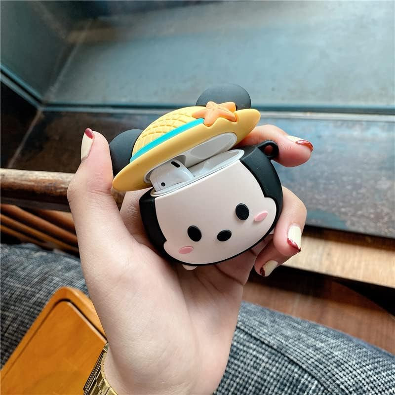 (2 Pack) BGAANM Cute Airpods 1/2 Case Silicone Cover with Keychain, Cartoon Skin Design Headphones Charging Case Protective Cover Accessories Kits Compatible for Airpods 1 and 2 (Minnie+Mickey)  BGAANM   