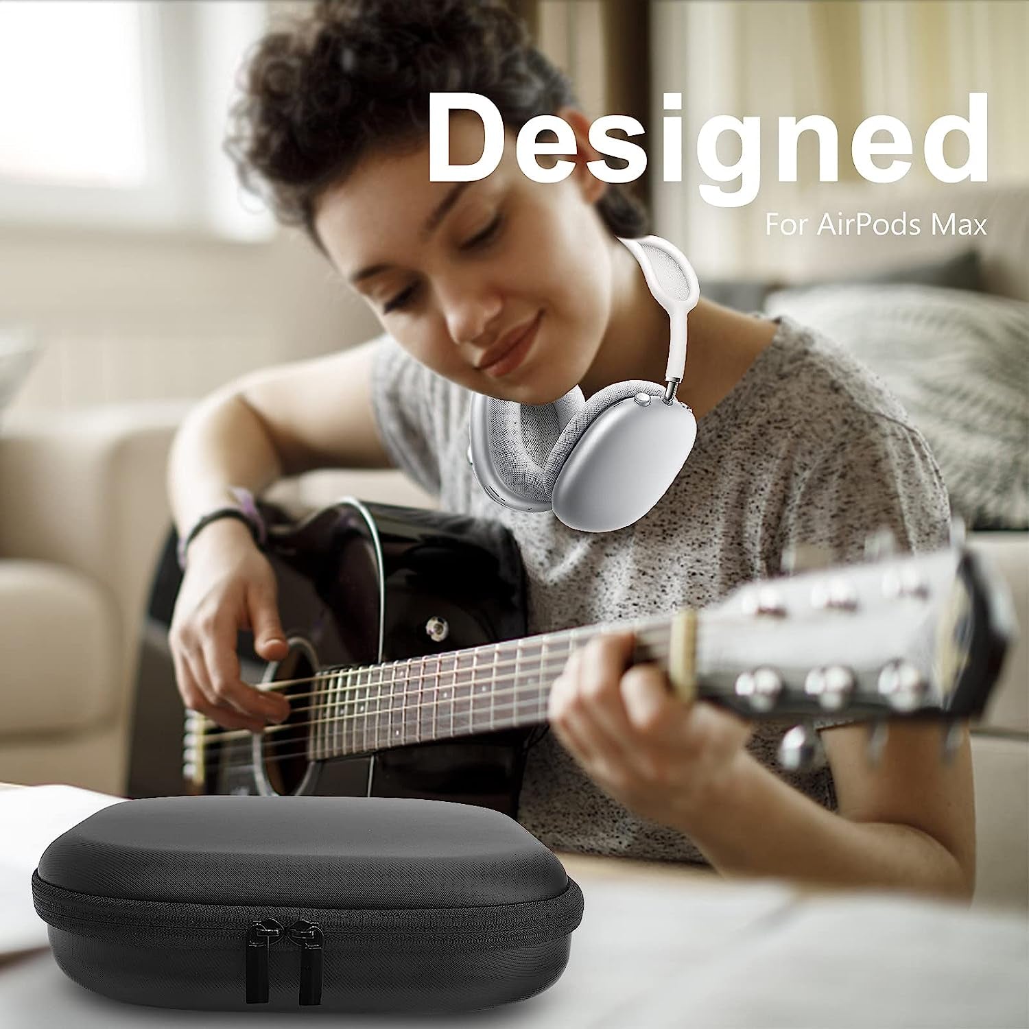 Opoway Hard Case for Airpods Max with Sleep Mode, Upgraded Travel Carrying Headphone Case with Silicone Earpad Cover & Mesh Pocket, Portable Organizer Protective Storage Bag  Opoway   