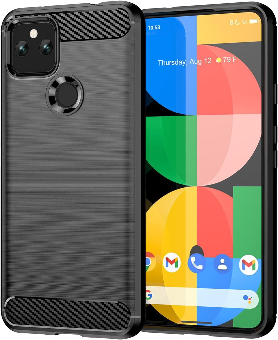 EUAGVQY for Pixel 4A 5G Google 4A 5G Case Carbon Fiber Soft TPU Anti-Slip Durable Lightweight Protective Phone Cover for Google Pixel 4A 5G（Blue）  EUAGVQY Black  