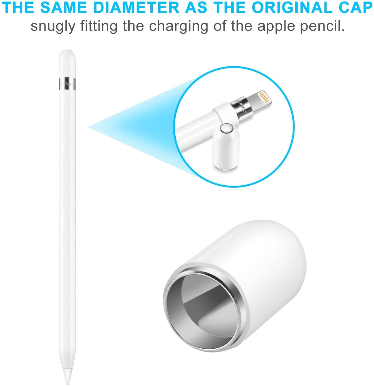 Hiicopa Magnetic Replacement Cap for Apple Pencil 1St Generation - with Silicone Protective Cap Holder (White)  HIETON   