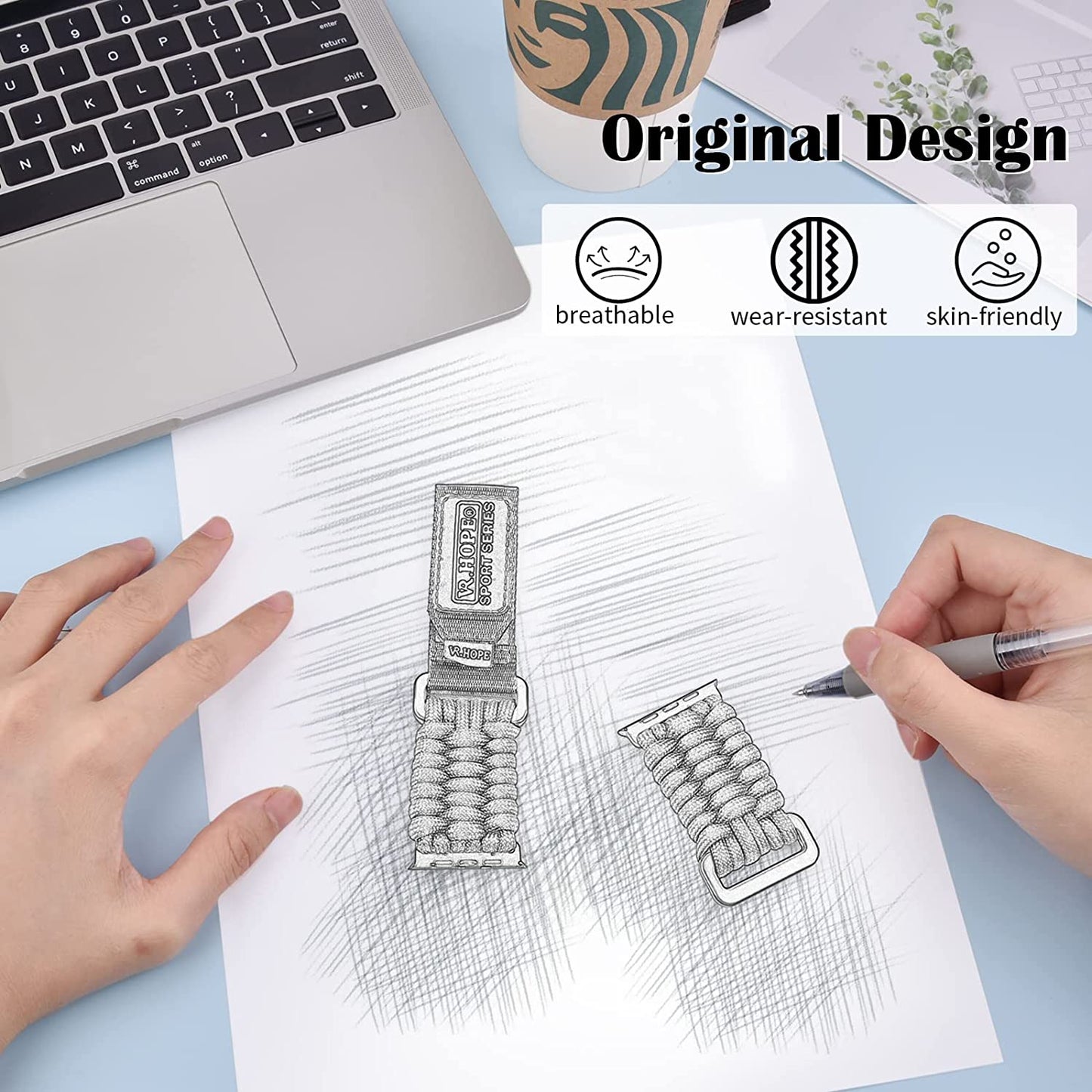 V.R.HOPE Watch Band Compatible with Apple Watch Ultra 49Mm 45Mm 44Mm 42Mm 41Mm 40Mm 38Mm for Men, Paracord Woven Braided Wristbands Sport Style for Iwatch Ultra Series 8 7 6 5 4 3 2 1 SE  V.R.HOPE   