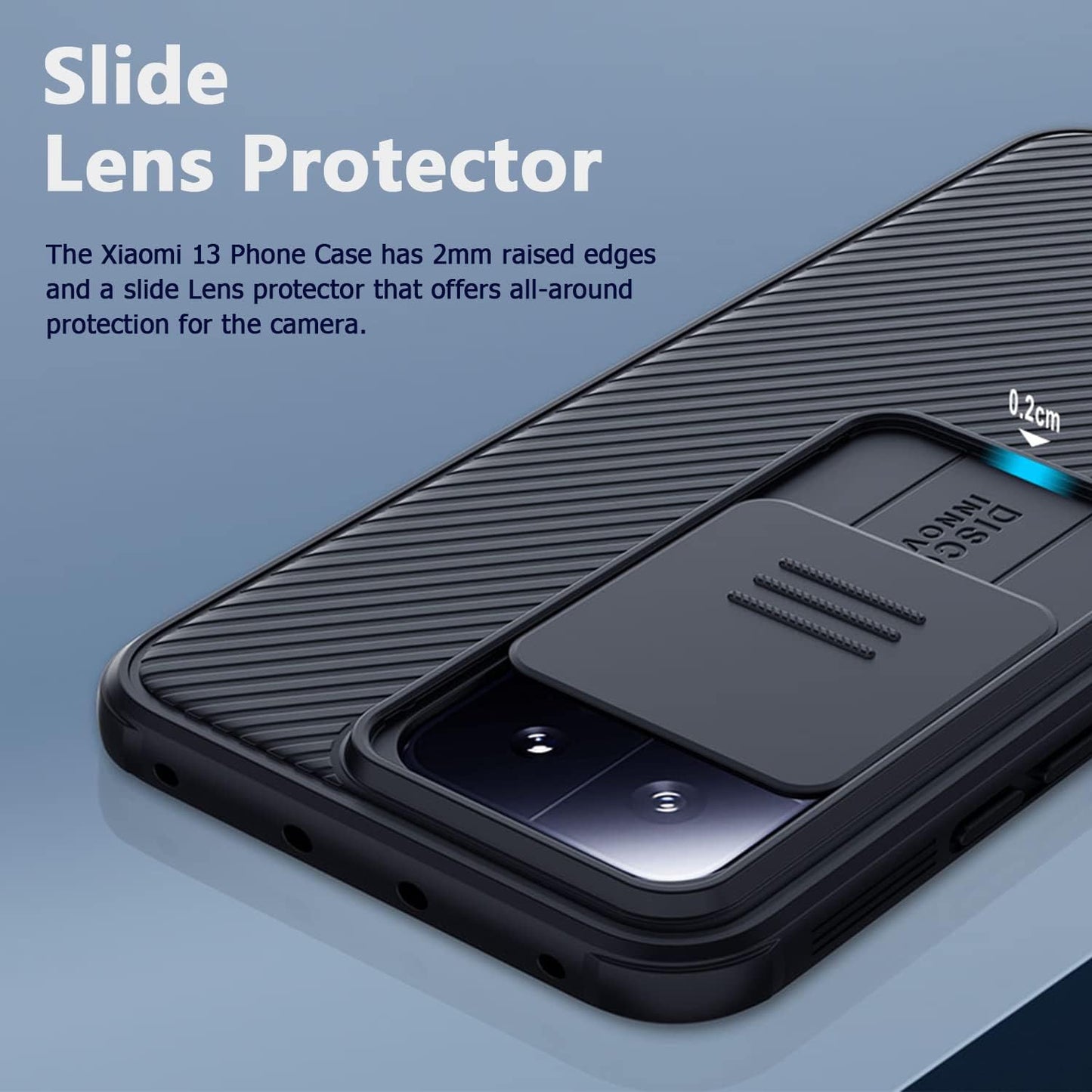 Miimall for Xiaomi 13 Case: Slide Camera Cover, Anti-Slip PC Slim Shockproof Phone Case for Xiaomi 13 5G (6.36") in Black  Miimall   