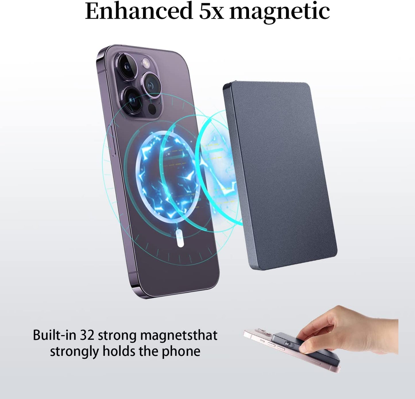 Magnetic Card Wallet Holder for Magsafe，Slim Metal Wallet Card Holder，Eject Credit Card with One Click Prevent Theft Locking Cards Function ，Card Holder for Phone Case Compatible with All Type Phone  SMRA   