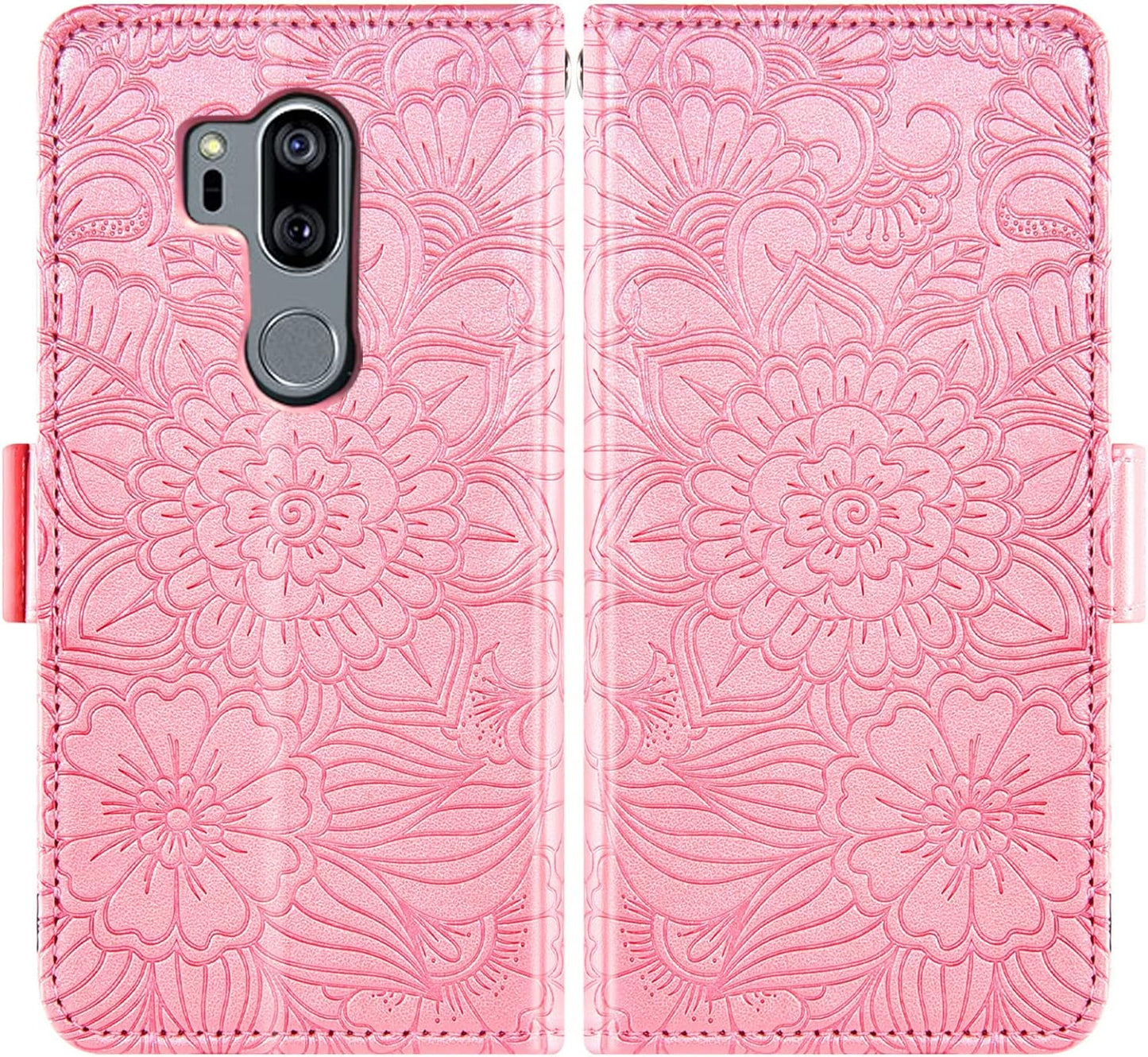 Compatible with LG G7 Thinq Wallet Case and Tempered Glass Screen Protector Card Holder Stand Phone Cover for LGG7 One G 7 plus LG7 Fit Lg7Thinq 7G Thin Q G7+ G7Thinq Lgg7Thinq Women Men Rose Gold  Asuwish   