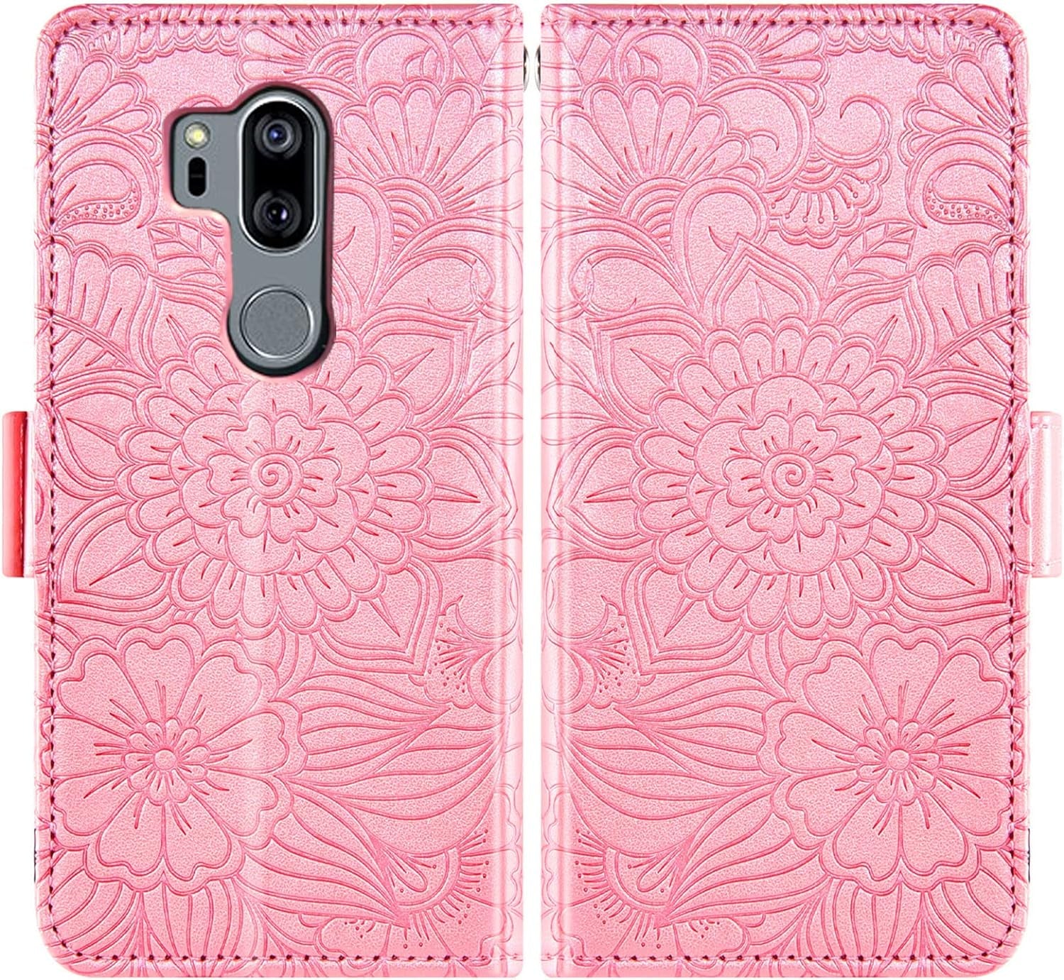 Compatible with LG G7 Thinq Wallet Case and Tempered Glass Screen Protector Card Holder Stand Phone Cover for LGG7 One G 7 plus LG7 Fit Lg7Thinq 7G Thin Q G7+ G7Thinq Lgg7Thinq Women Men Rose Gold  Asuwish   