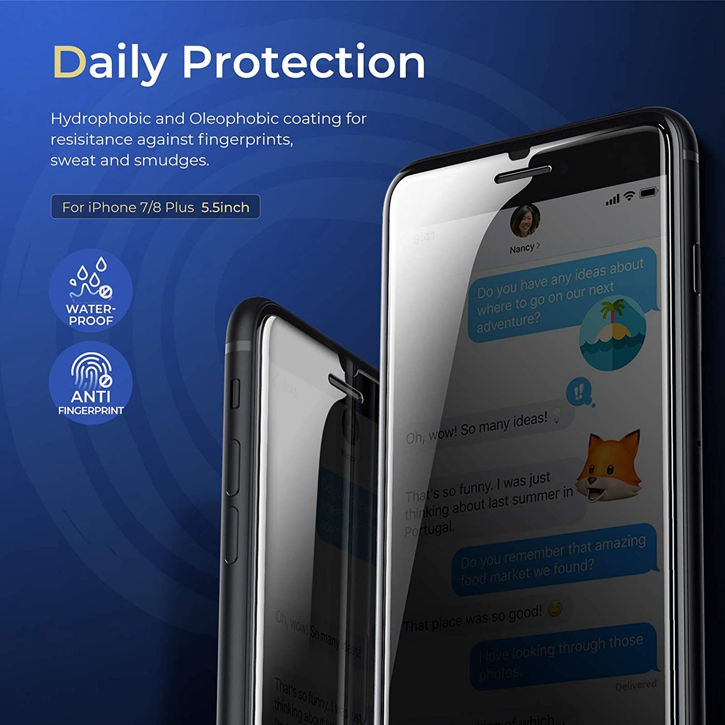 Oribox Privacy Screen Protector for Iphone 8, 7,SE 2020 (4.7 Inch) Anty- Spy Tempered Glass Screen Protector,2-Pack  ORIbox   