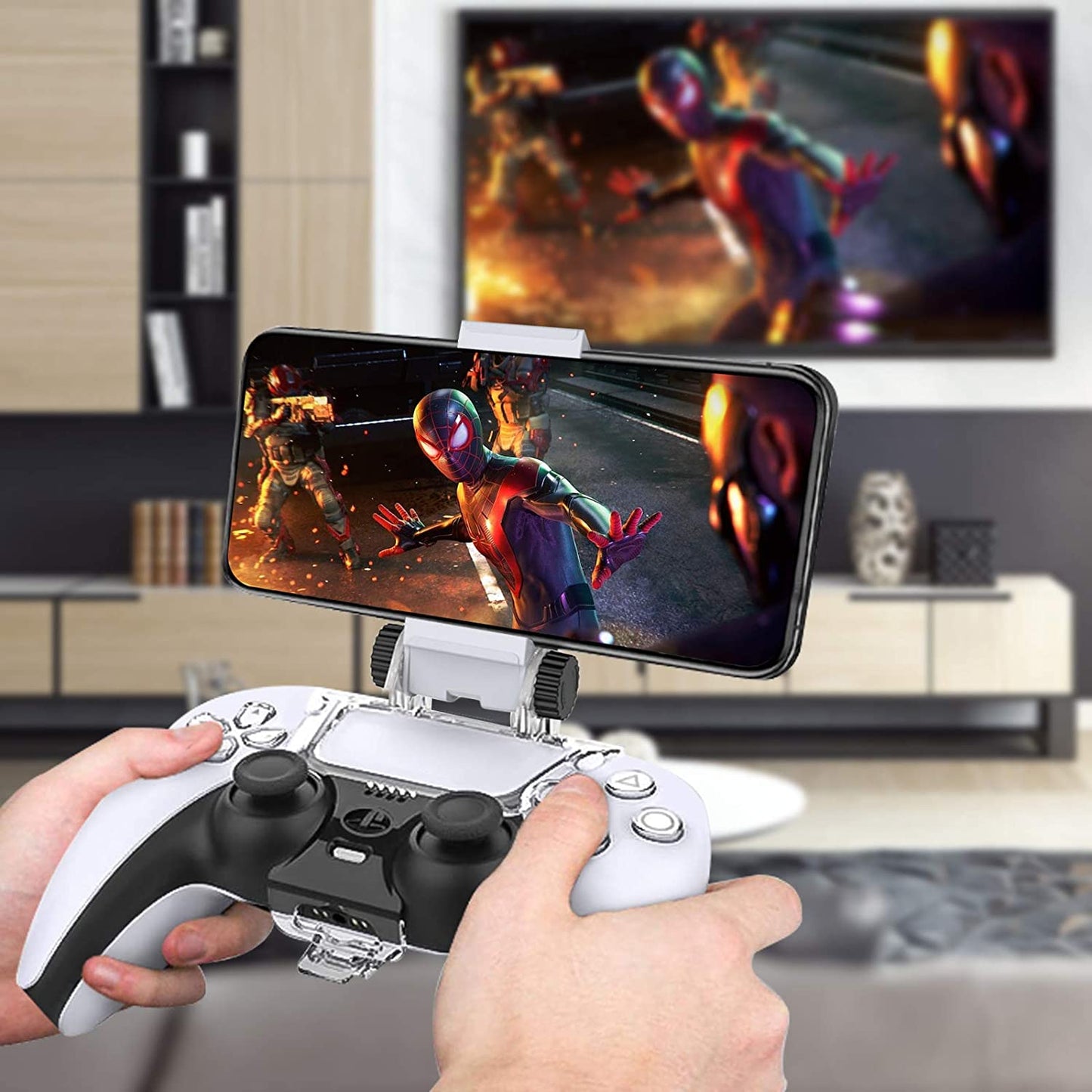 Nexigo Controller Phone Clip Mount for PS5 Dualsense Wireless Controller, Cellphone Clip Bracket Holder for Playstation 5 Controller, Adjustable Stand Suitable for Android Mobile Phone  NexiGo   