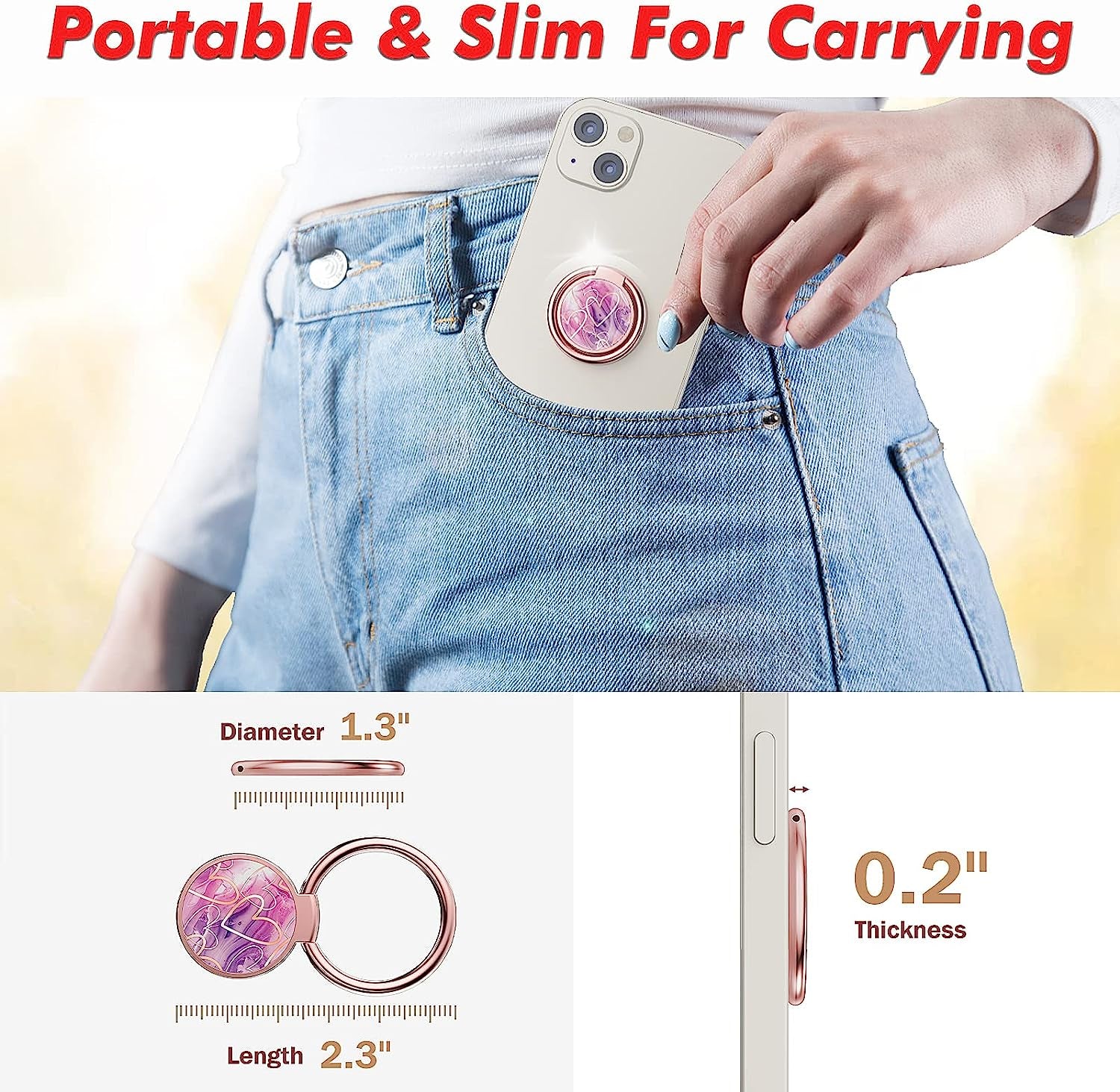 Chvelop Cell Phone Ring Holder, Finger Ring Stand, 360 Degree Rotation Finger Ring Kickstand, Metal Grip for Magnetic Car Mount Compatible with Iphone, Samsung, LG, Sony,Smartphone Accessories (Heart)  Chvelop   