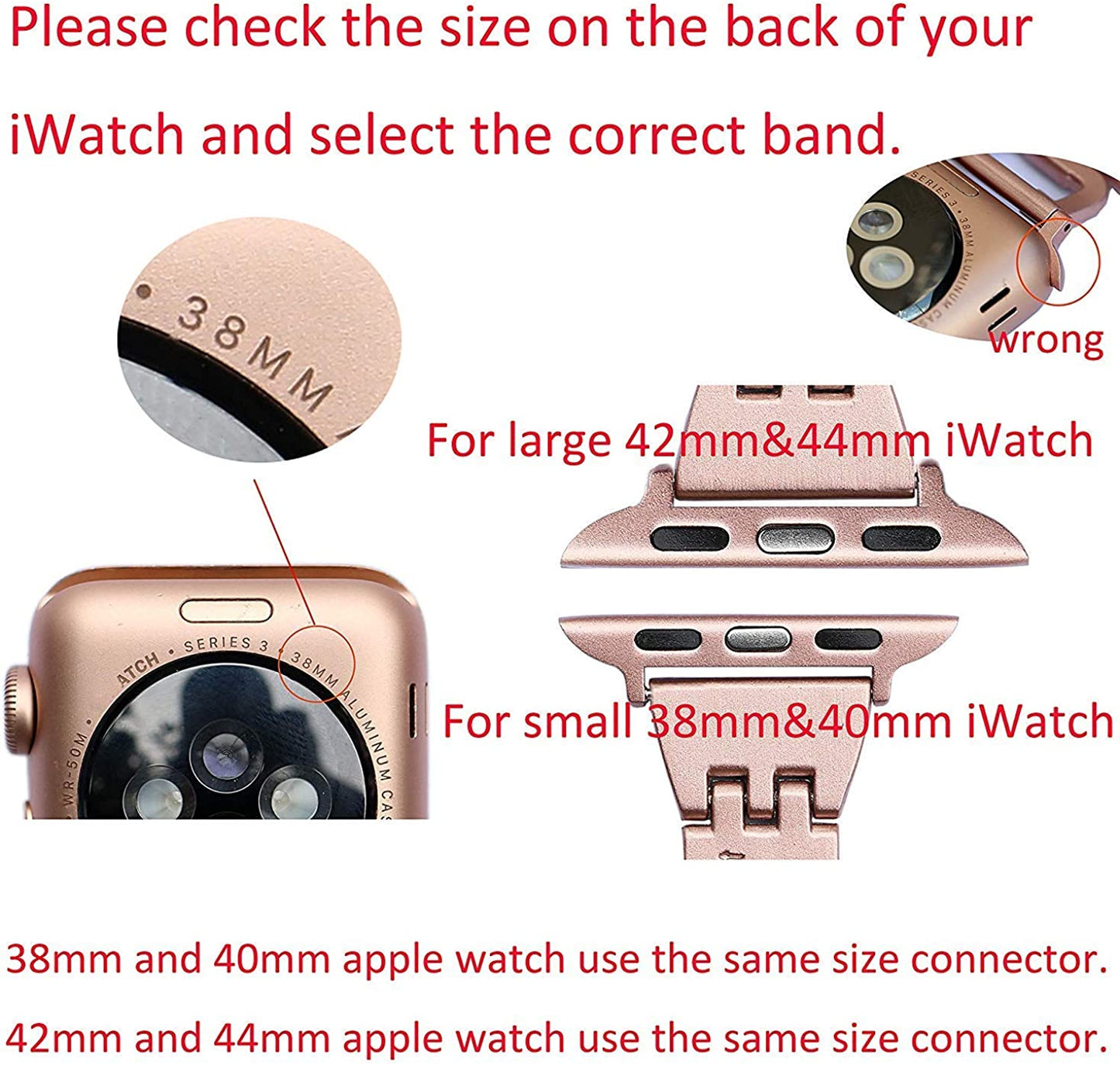 Secbolt Bands Compatible with Apple Watch Band 38Mm 40Mm 41Mm 42Mm 44Mm 45Mm Iwatch SE Series 8/7/6/5/4/3/2/1 Women Dressy Jewelry Stainless Steel Accessories Wristband Strap  Secbolt   
