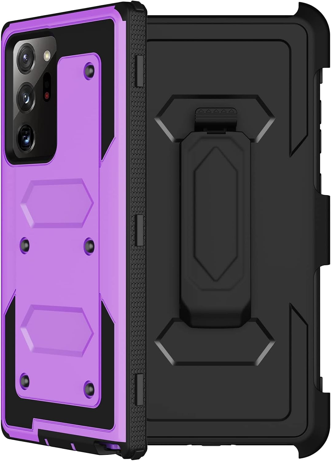 For Galaxy Note 20 Ultra Case with Belt Clip Holster, 2 Screen Protector, Military Grade Full Body Heavy Duty Shockproof Rugged Protective Cover for Samsung Galaxy Note 20 Ultra 5G (Blue)  RubCase Black C  