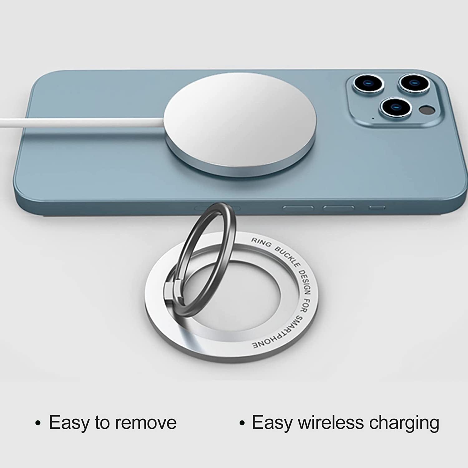 Magnetic Phone Ring Holder，Popsocket Magnetic Phone Grip for Iphone 14 13 12 Adjustable Kickstand,Magnetic Finger Phone Ring Stand Holder Silver  ideapro   