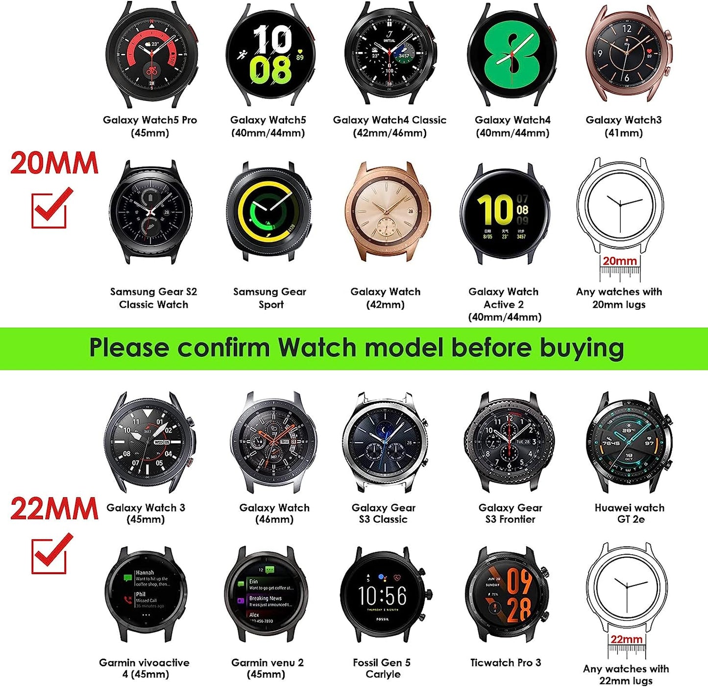 CAGOS Paracord Band Compatible with Galaxy Watch 5/Galaxy Watch 4/Galaxy Watch 5 Pro/Galaxy Watch 4 Classic/Galaxy Watch 3, Rugged Survival Nylon Strap Braided Sport Loop for Galaxy Watch 40Mm 41Mm 42Mm 44Mm 45Mm 46Mm Men  CAGOS   