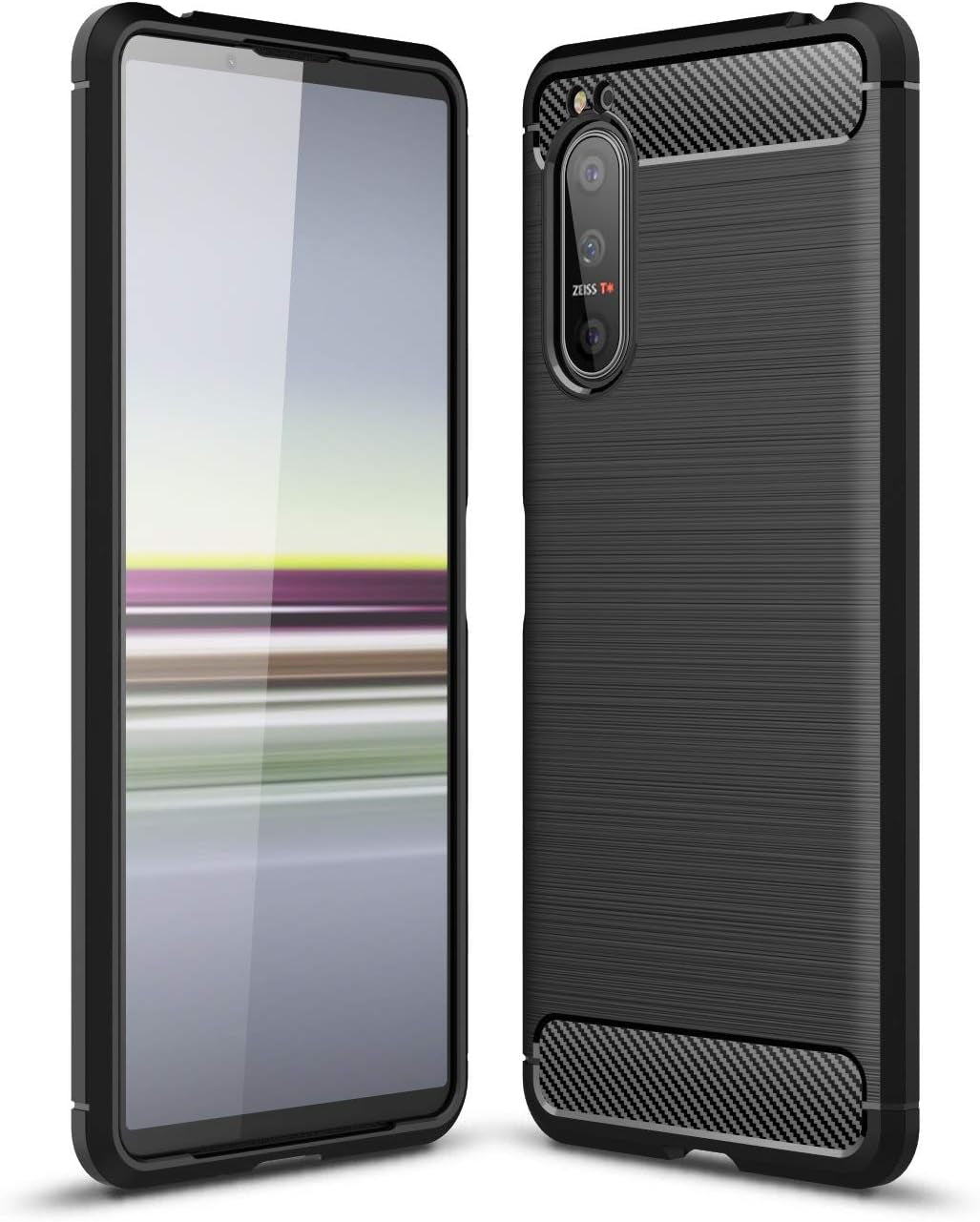 Cruzerlite Case Compatible with Sony Xperia 5 II Case, Carbon Fiber Texture Design Cover Anti-Scratch Shock Absorption Case Made for Sony Xperia 5 II (2020) (Carbon Black)  Swiss Case Limited Black  