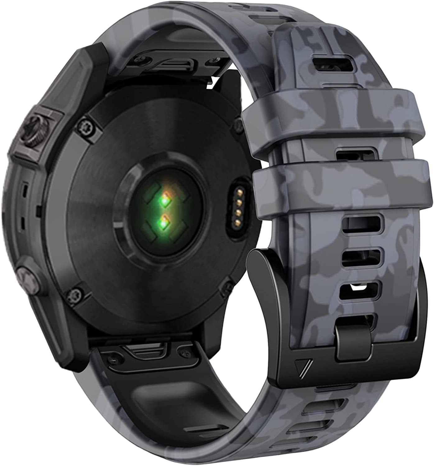 Bandkids 26Mm Camouflage Band for Garmin Fenix 5X /Fenix 6X /Fenix 7X Watch Band,Soft Silicone Waterproof Sport Quickfit Watch Bands for Garmin Fenix 6X Pro/5X Plus/Fenix 3/3 Hr/Enduro/Tactix Delta  Bandkids A-Black  