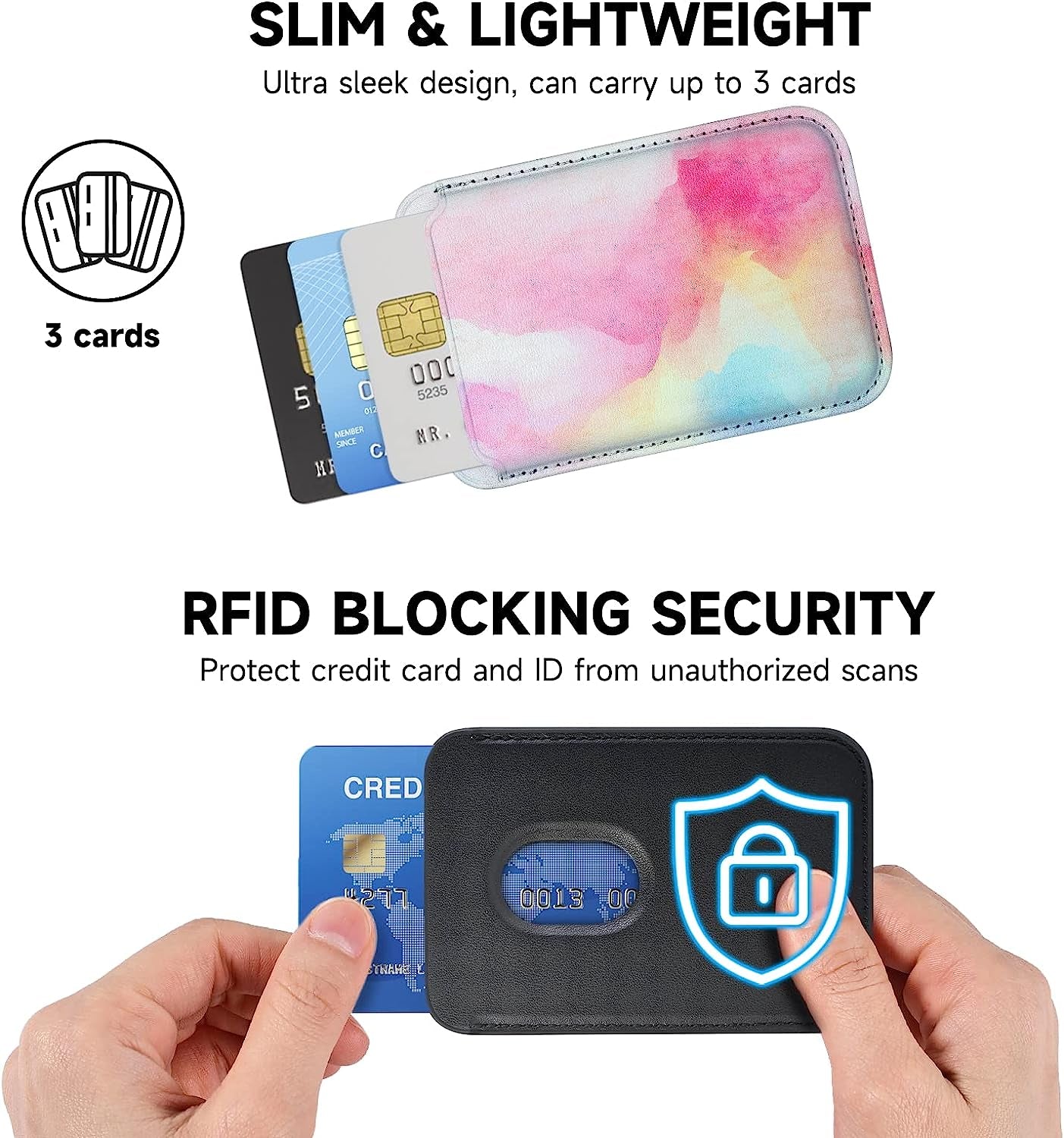 KECC Magsafe Wallet Compatible with Apple Iphone 13 12 Pro Max | Ultra Strong Magnetic Wallet Card Holder Pouch | Italian Leather, Slim, Lightweight (Rainbow Mist)  KECC   