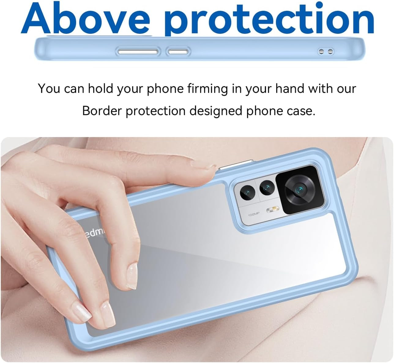GTBDEKI Clear Case for Xiaomi 12T Pro Case/Xiaomi 12T/Redmi K50 Ultra Case with HD Screen Protector, Shockproof Clear Hard PC + TPU Bumper Protective Cover Case for Xiaomi 12T Pro 5G Crystal Blue  GTBDEKI   