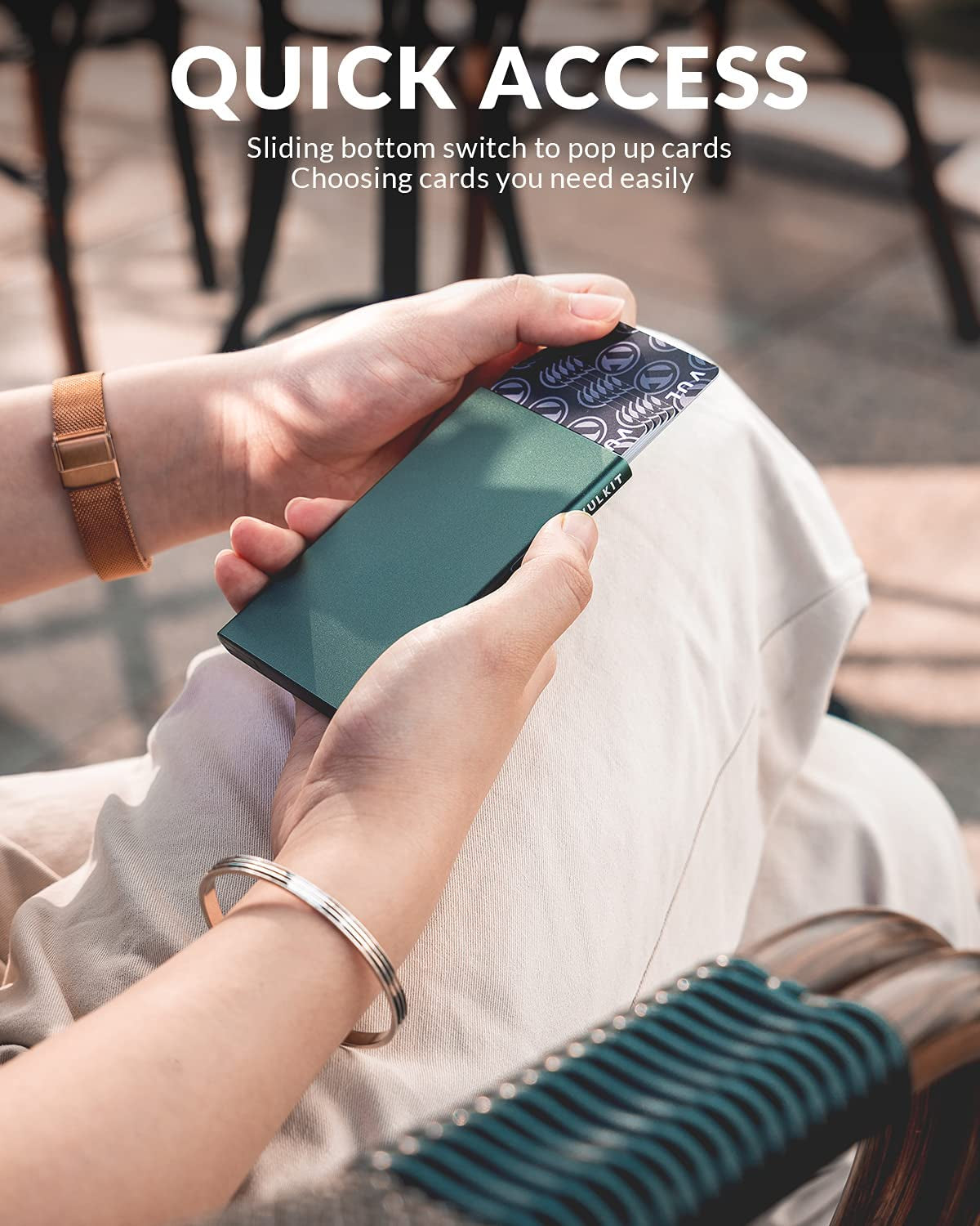 VULKIT Minimalist Credit Card Holder Pop up Cards RFID Protection Slim Metal Wallet  VULKIT   