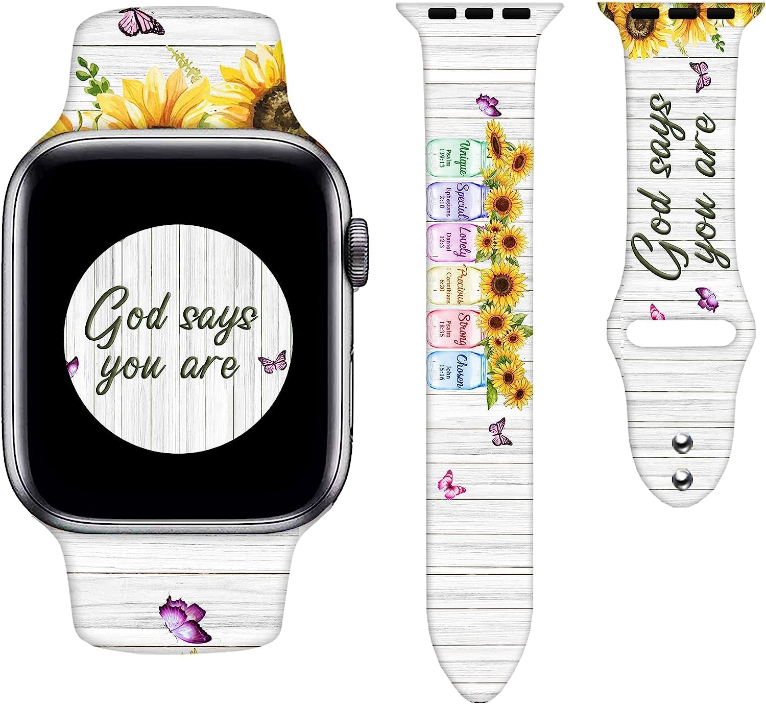 Watch Bands Compatible Apple Watch for Women Men, Adjustable Smart Watch Band Soft Silicone Wristbands Replacment Strap for Watch Series 7 6 5 4 3 2 1  KASDBY Christian Sunflower 0 38mm/40mm/41mm 