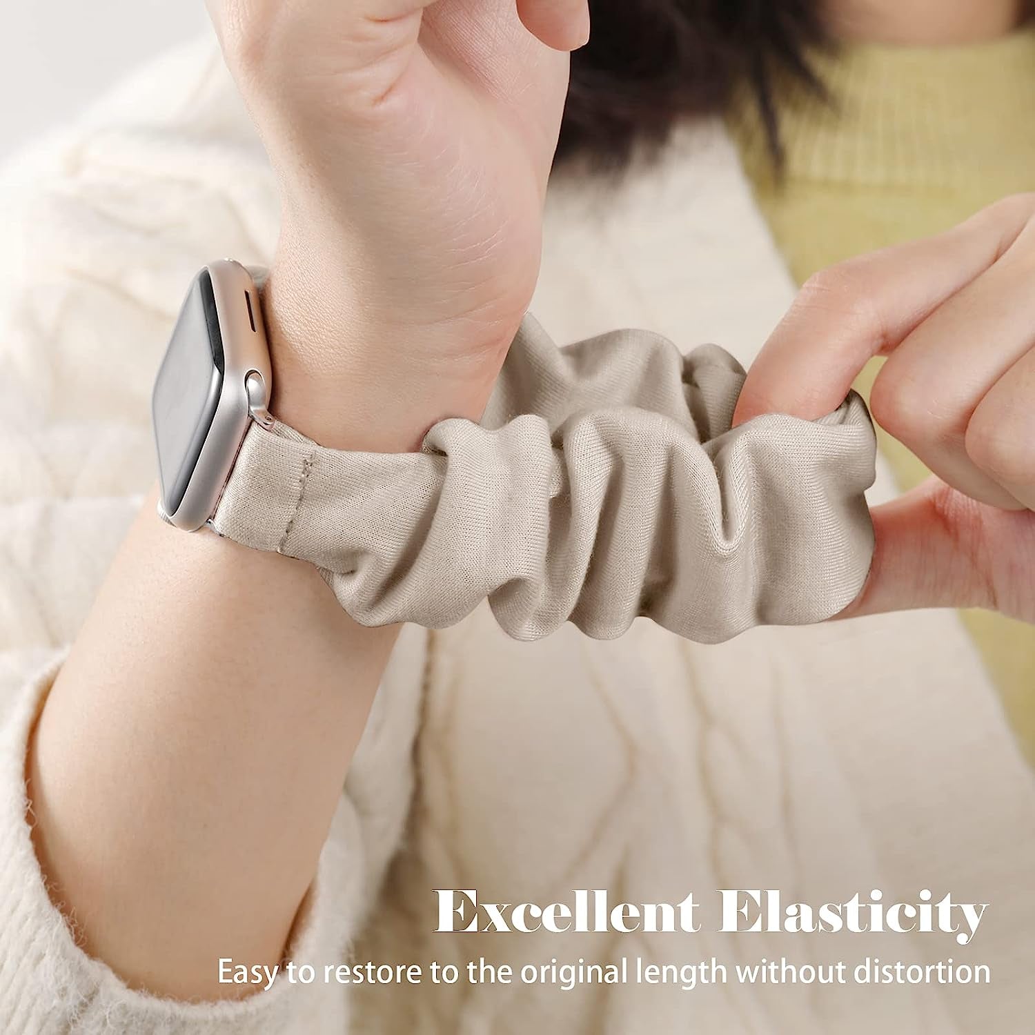 Adorve 5 Pack Scrunchie Bands Compatible with Apple Watch Band 38Mm 40Mm 41Mm 42Mm 44Mm 45Mm 49Mm for Women, Cute Fabric Scrunchy Adjustable Elastic Strap for Iwatch SE Ultra Series 8 7 6 5 4 3 2 1  Adorve   