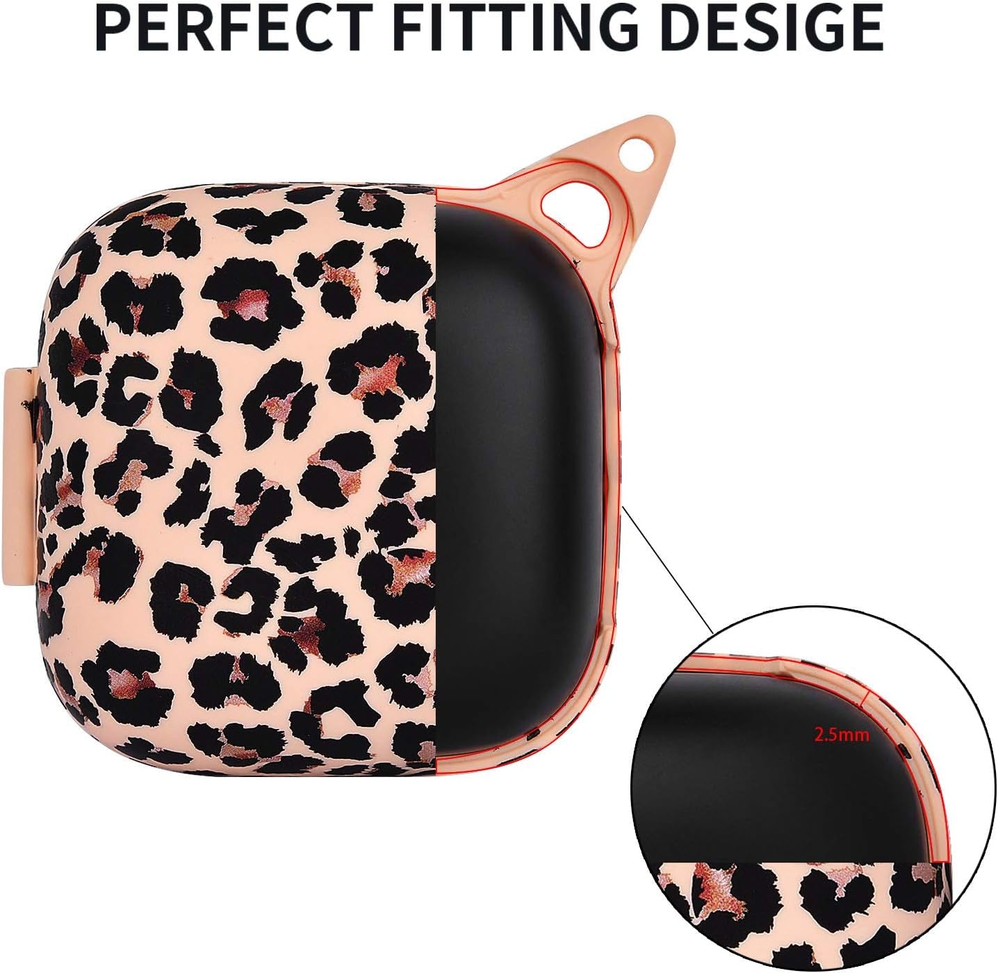 AIRSPO Silicone Case Cover for Powerbeats Pro Anti-Lost & Shockproof Easy Carrying Protective Case with Keychain (Leopard Print)  AIRSPO   